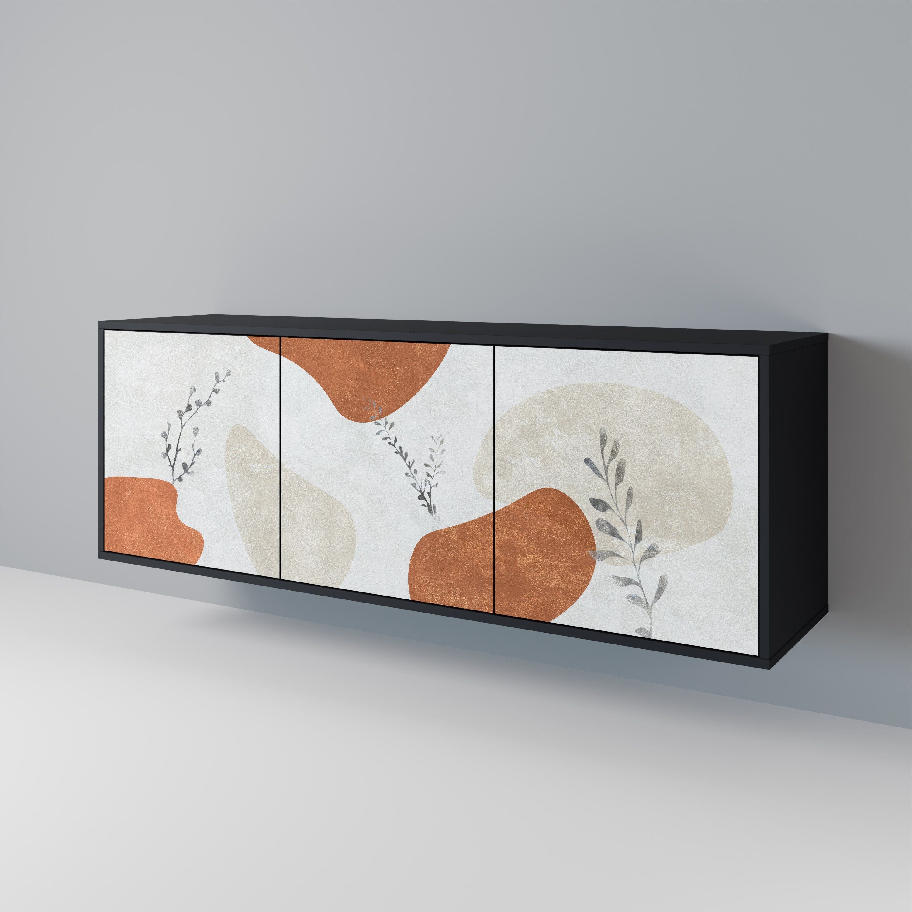 TRANQUIL TWIG 3-Door Sideboard in Black Finish