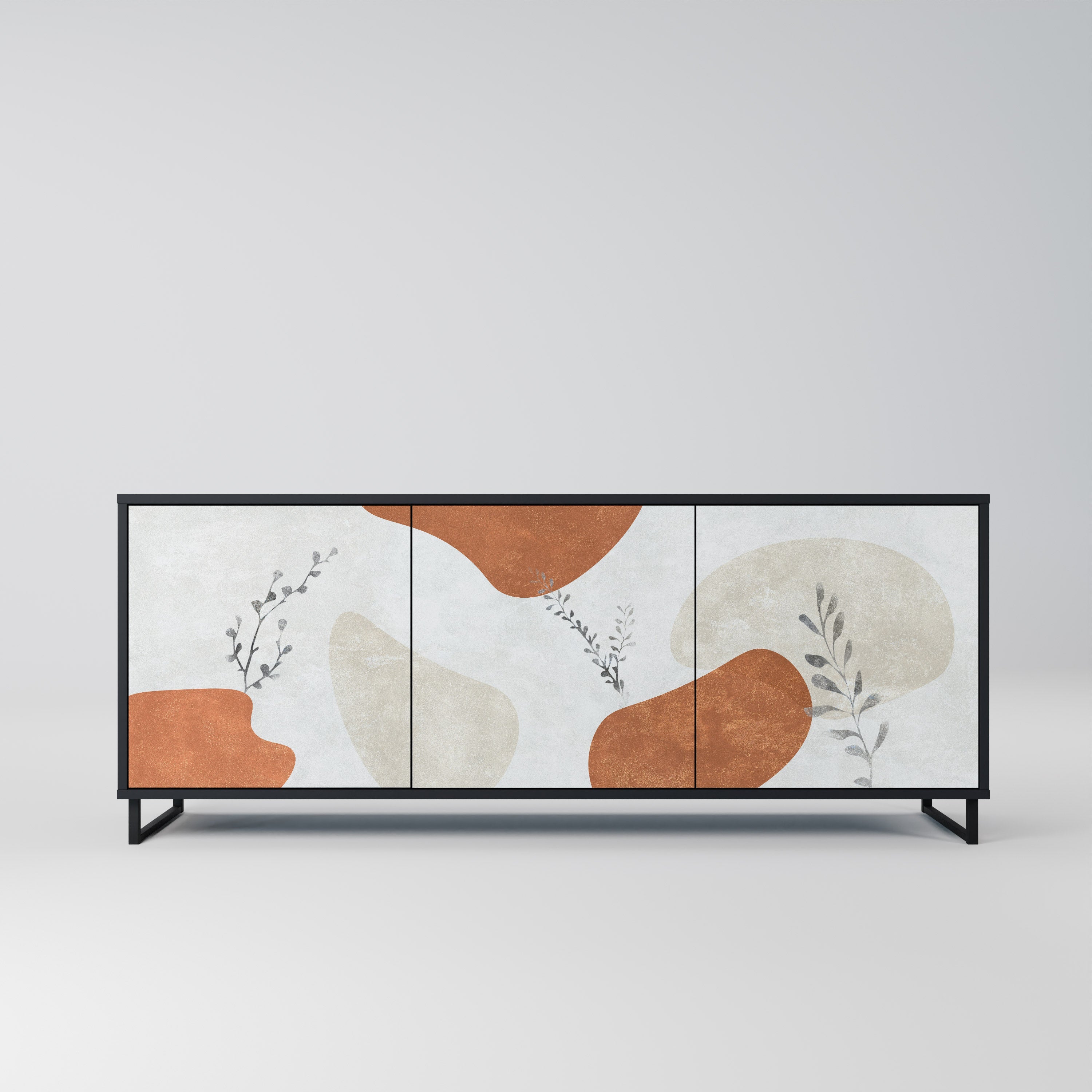 TRANQUIL TWIG Aparador de 3 Portas em Acabamento Preto