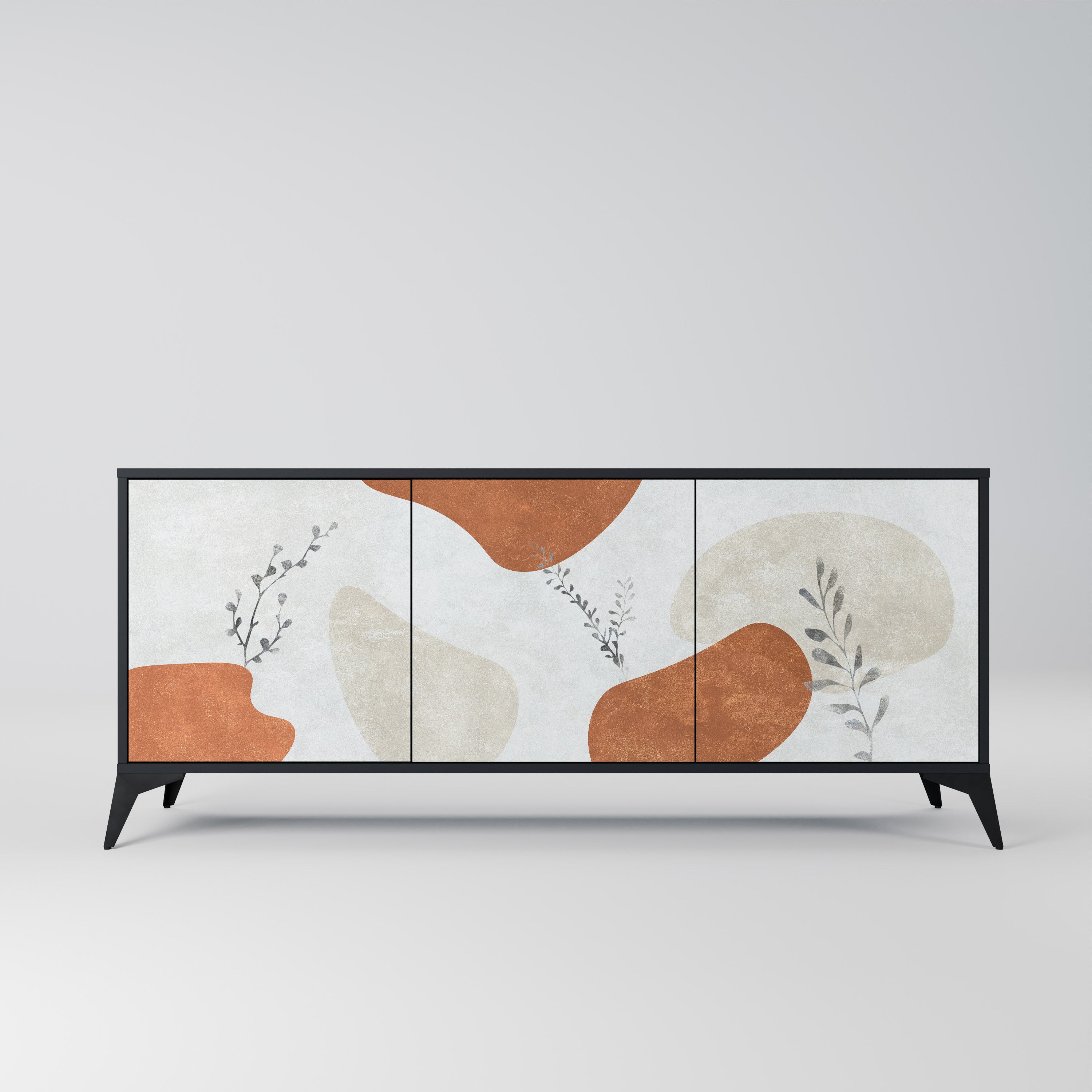 TRANQUIL TWIG Aparador de 3 Portas em Acabamento Preto