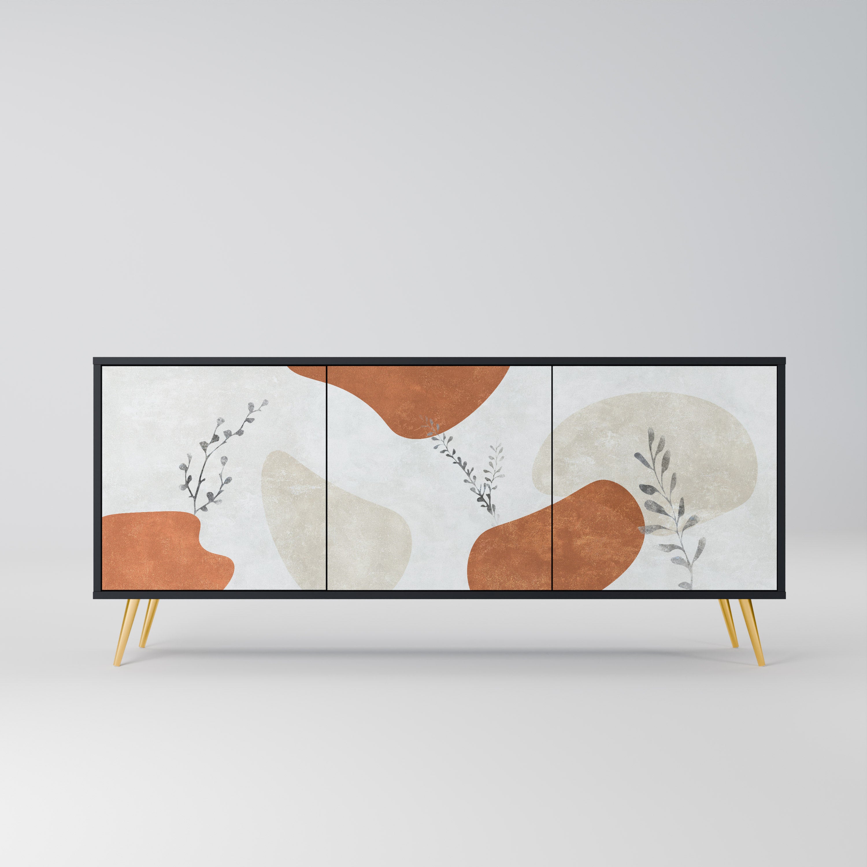 TRANQUIL TWIG Aparador de 3 Portas em Acabamento Preto