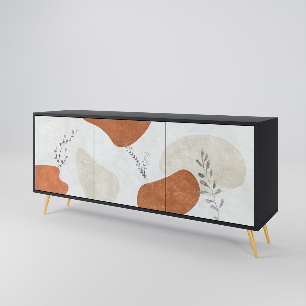 TRANQUIL TWIG 3-Door Sideboard in Black Finish