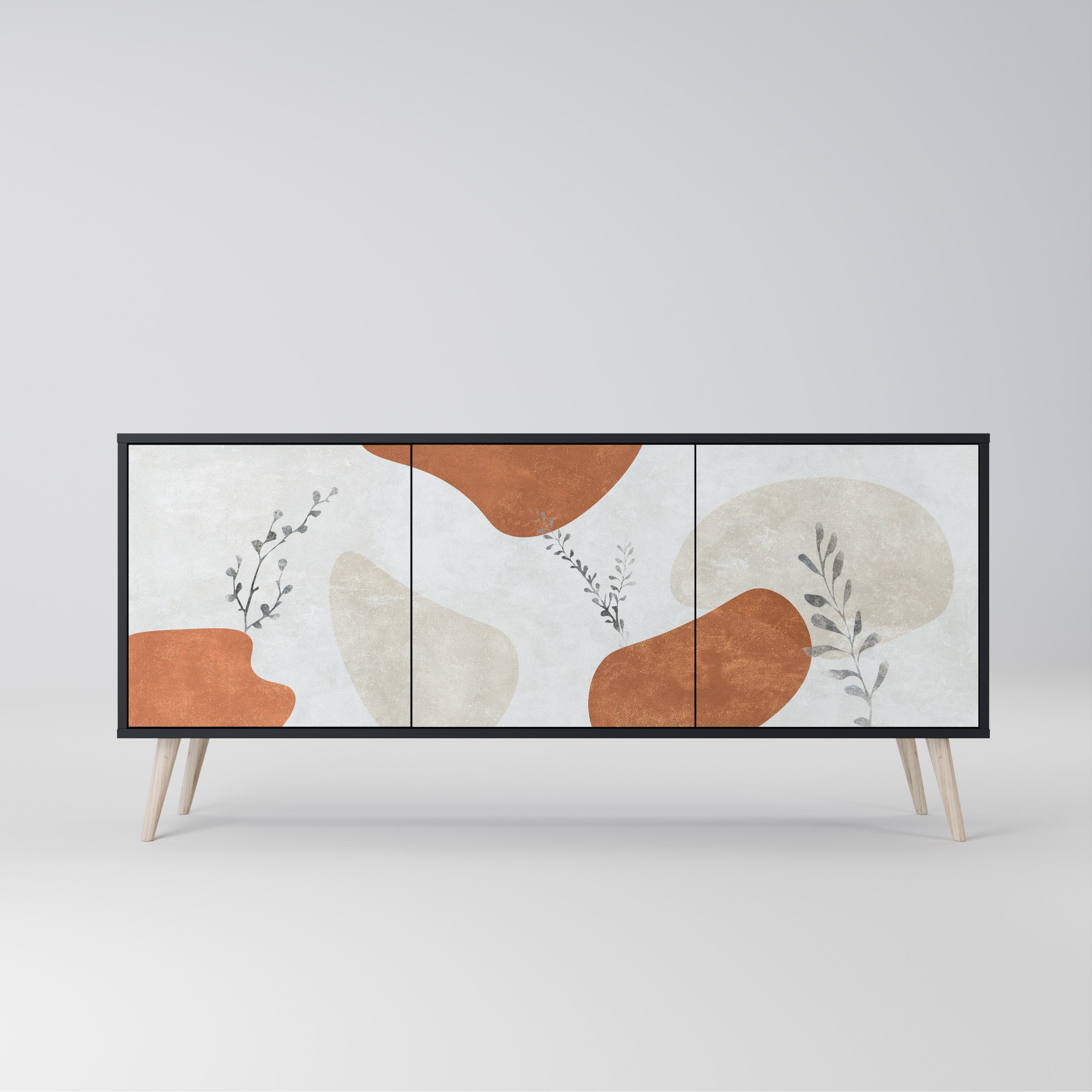 TRANQUIL TWIG Aparador de 3 Portas em Acabamento Preto