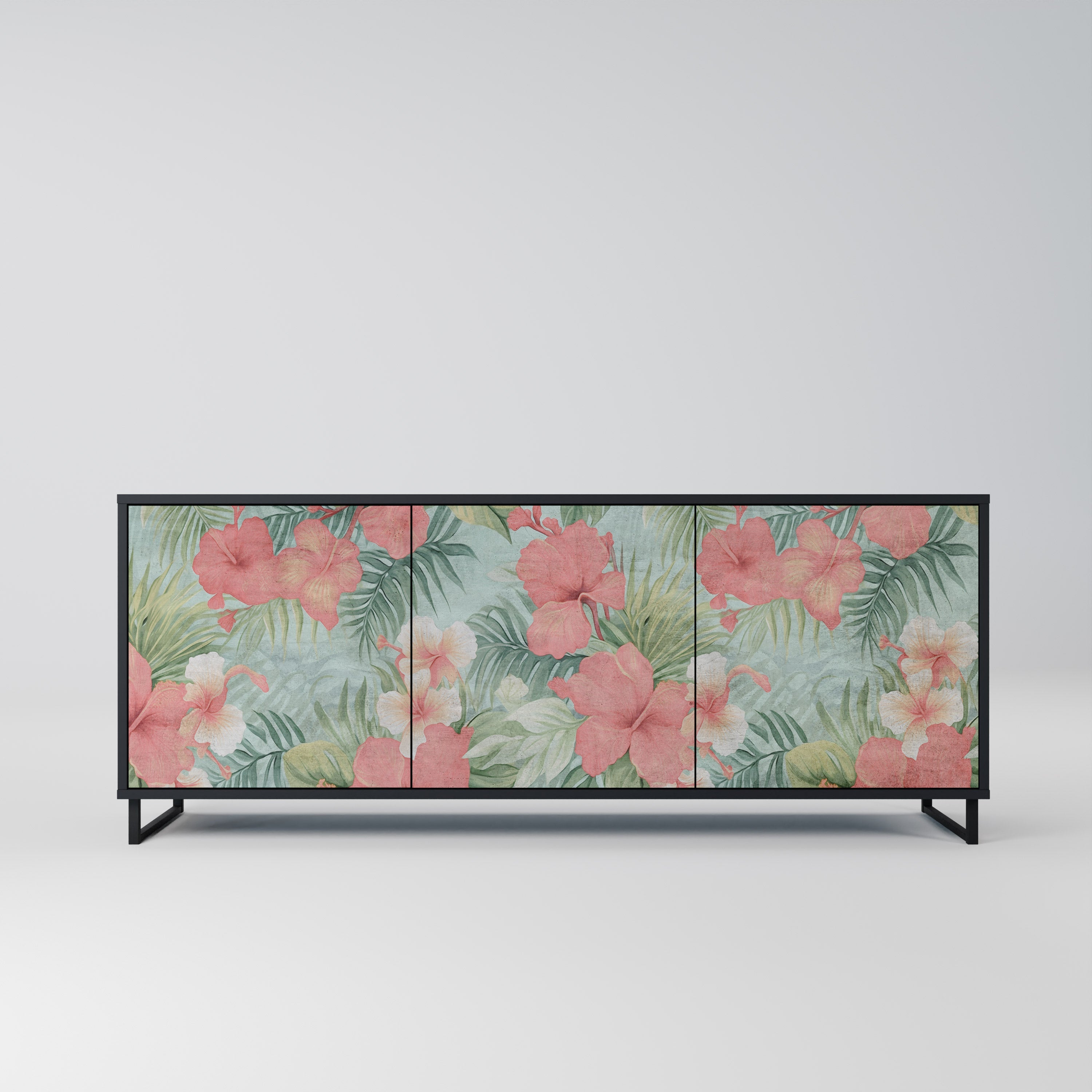 HAWAIIAN SPIRIT Aparador de 3 Portas em Acabamento Preto