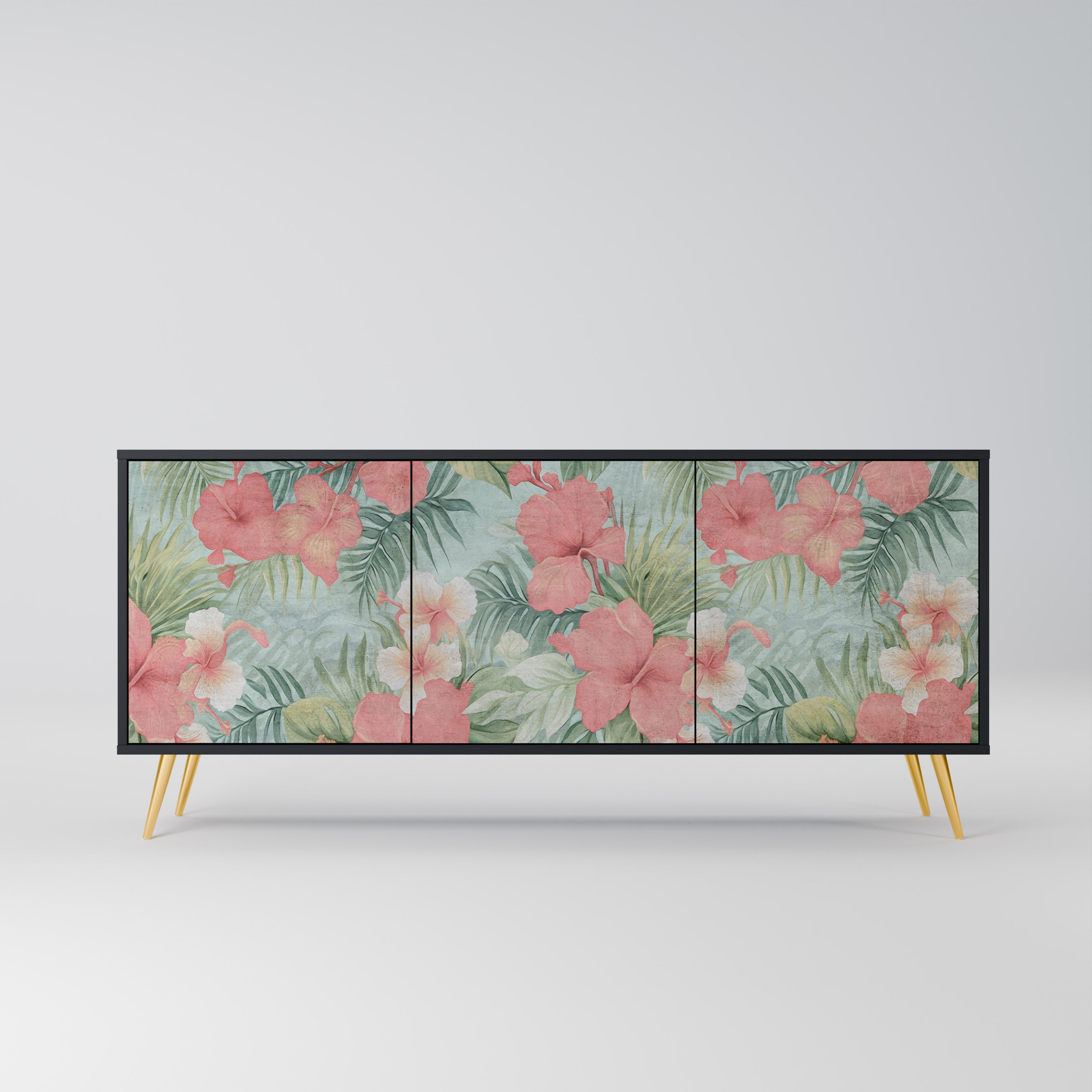 HAWAIIAN SPIRIT Aparador de 3 Portas em Acabamento Preto