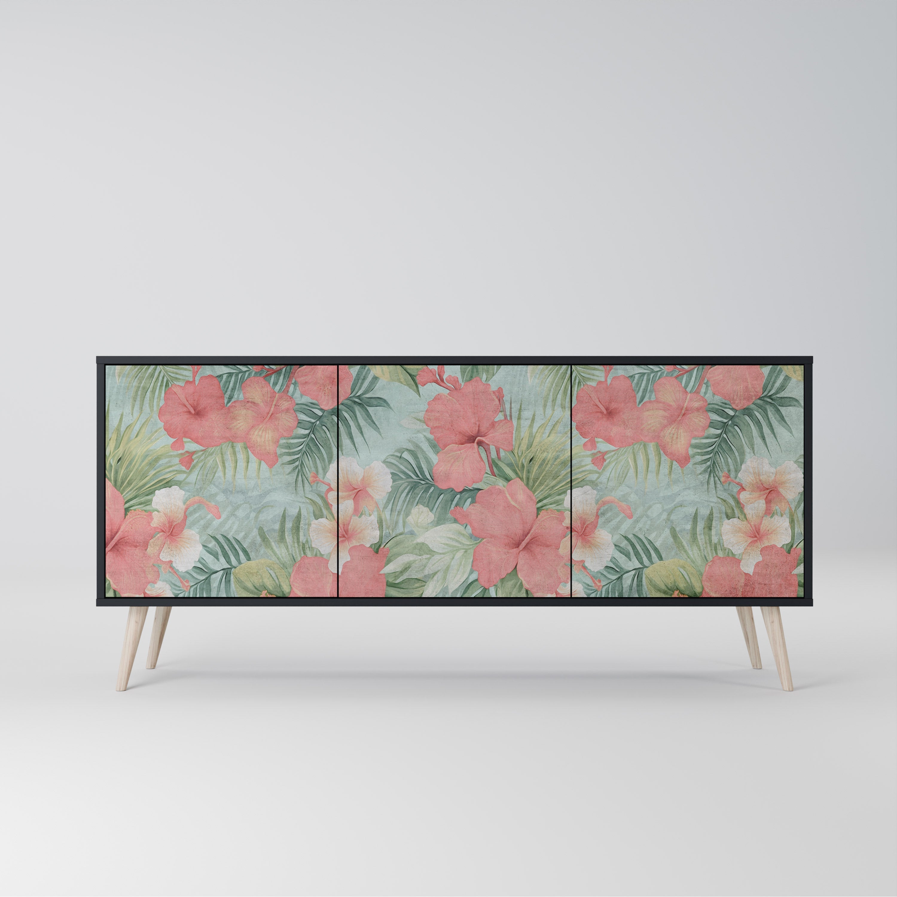 HAWAIIAN SPIRIT Aparador de 3 Portas em Acabamento Preto