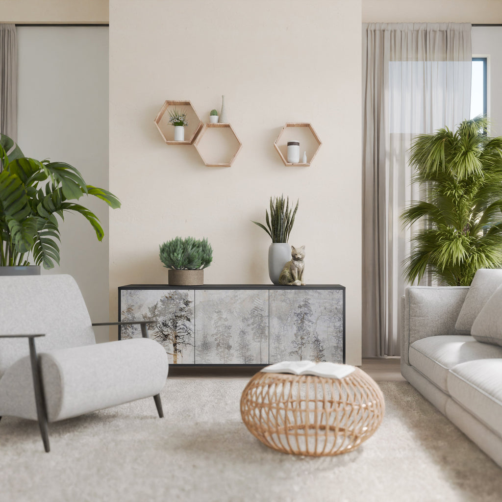 FADE IN THE TREES Aparador de 3 Portas em Acabamento Preto