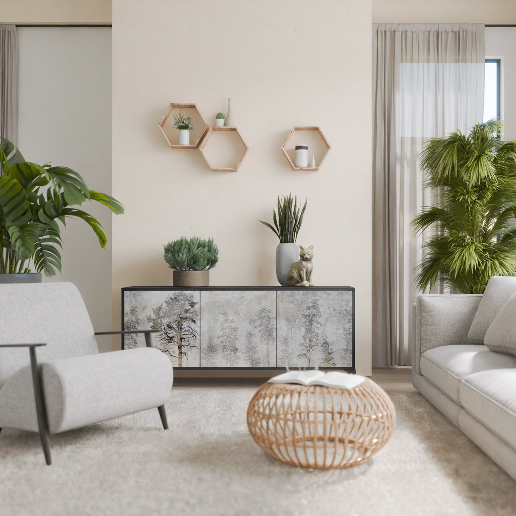 FADE IN THE TREES Aparador de 3 Portas em Acabamento Preto