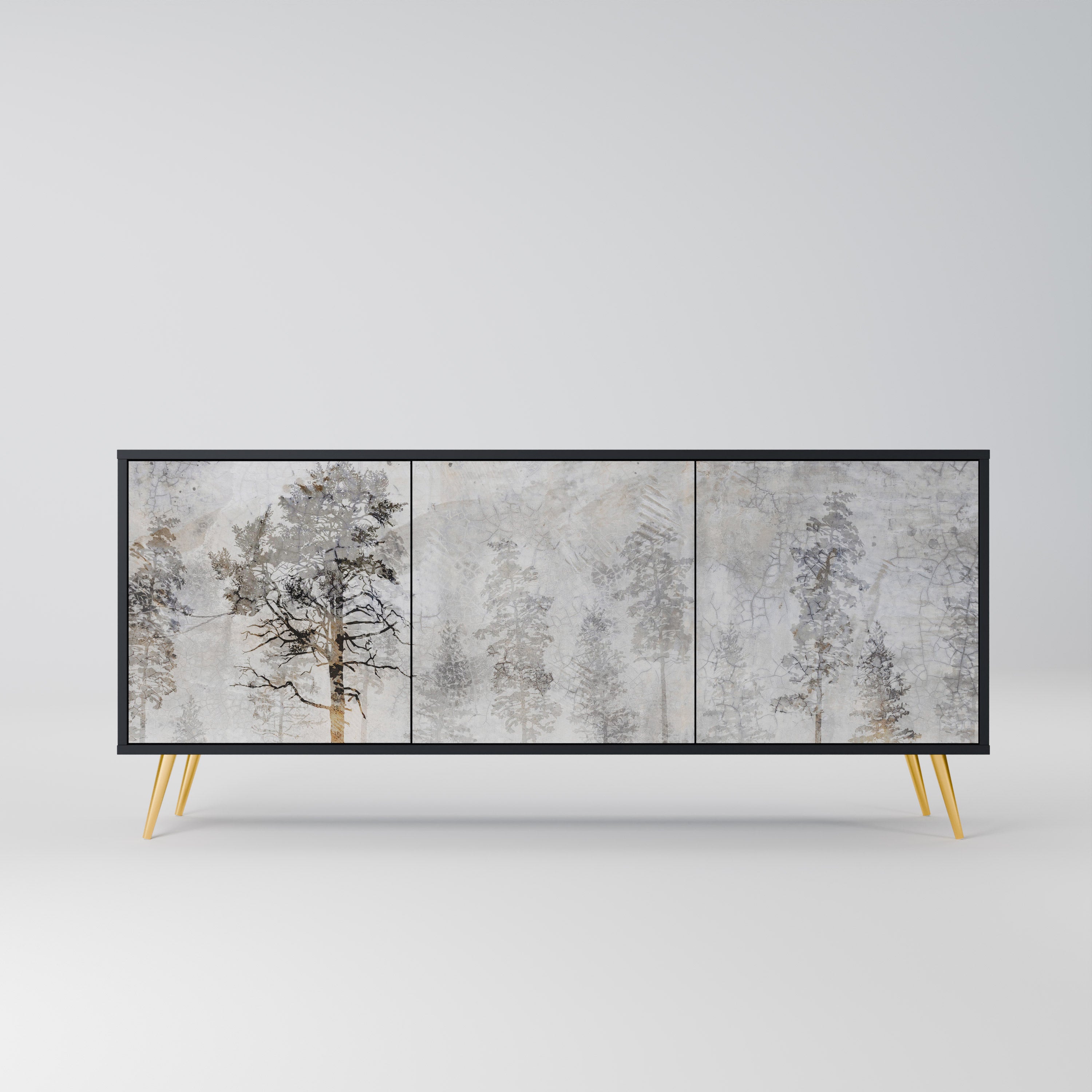 FADE IN THE TREES Aparador de 3 Portas em Acabamento Preto