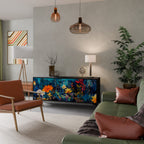 MIDNIGHT BLOSSOM Aparador de 3 Portas em Acabamento Preto