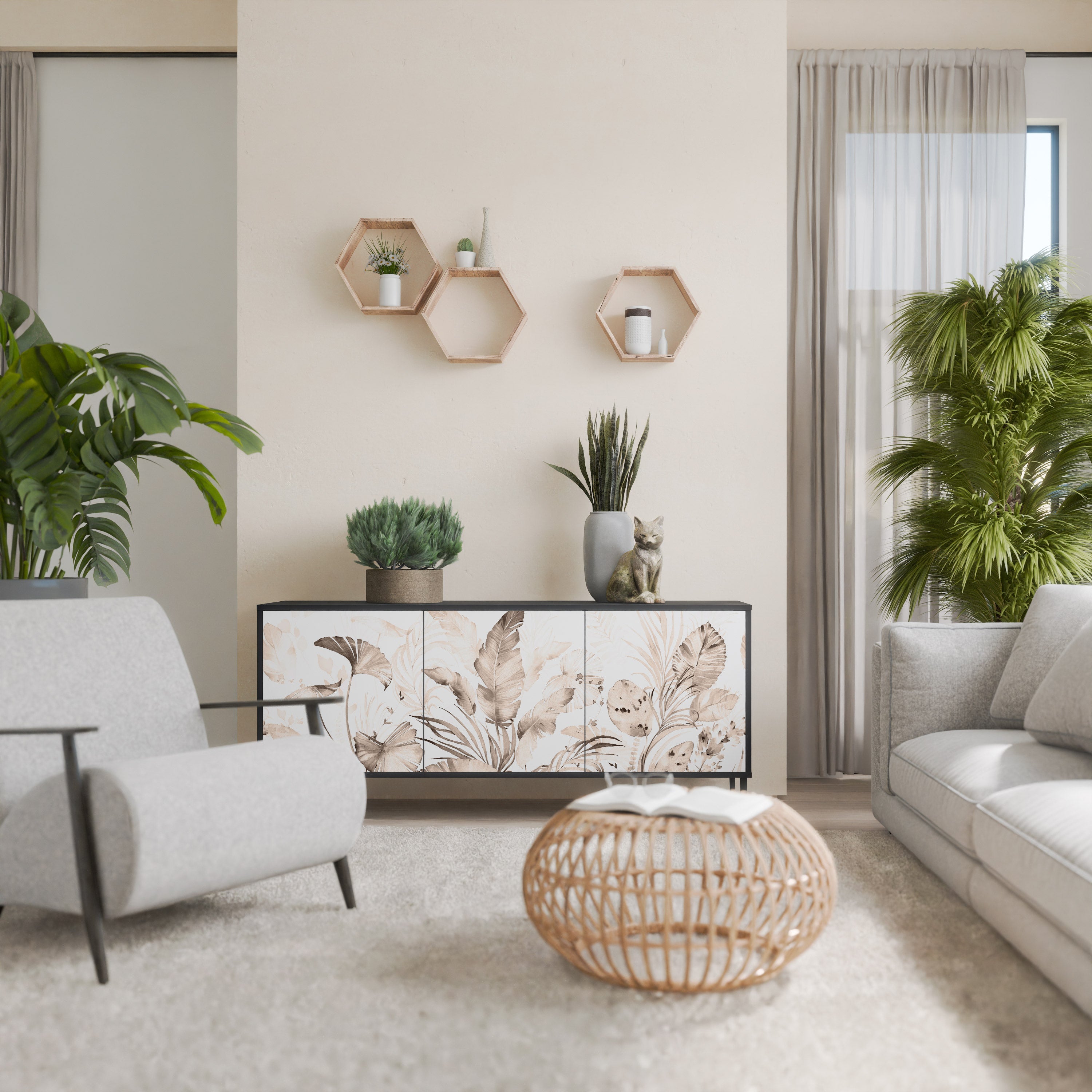 WILD TENDERNESS 3-Door Sideboard in Black Finish