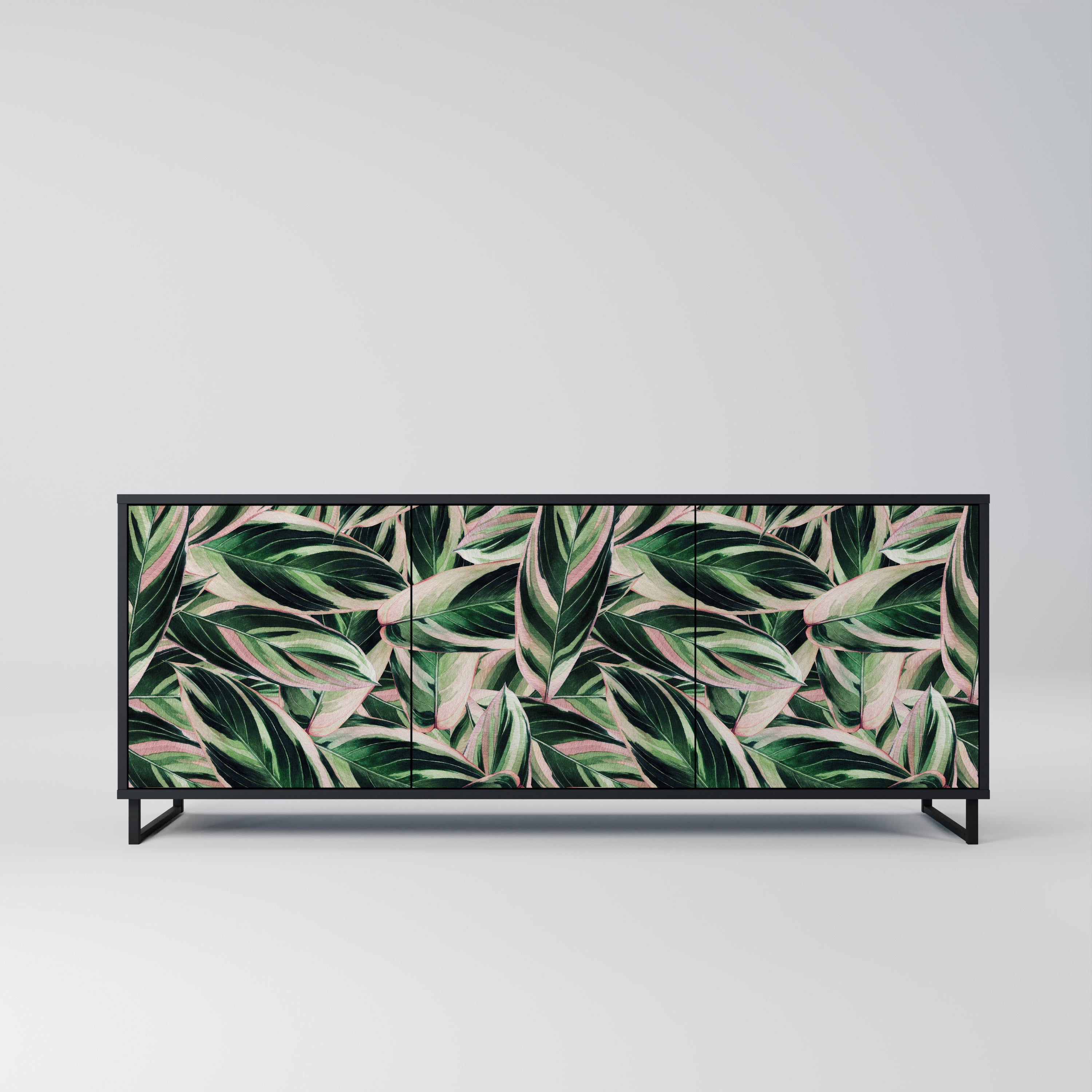 EERIE STROMANTHE Aparador de 3 Portas em Acabamento Preto