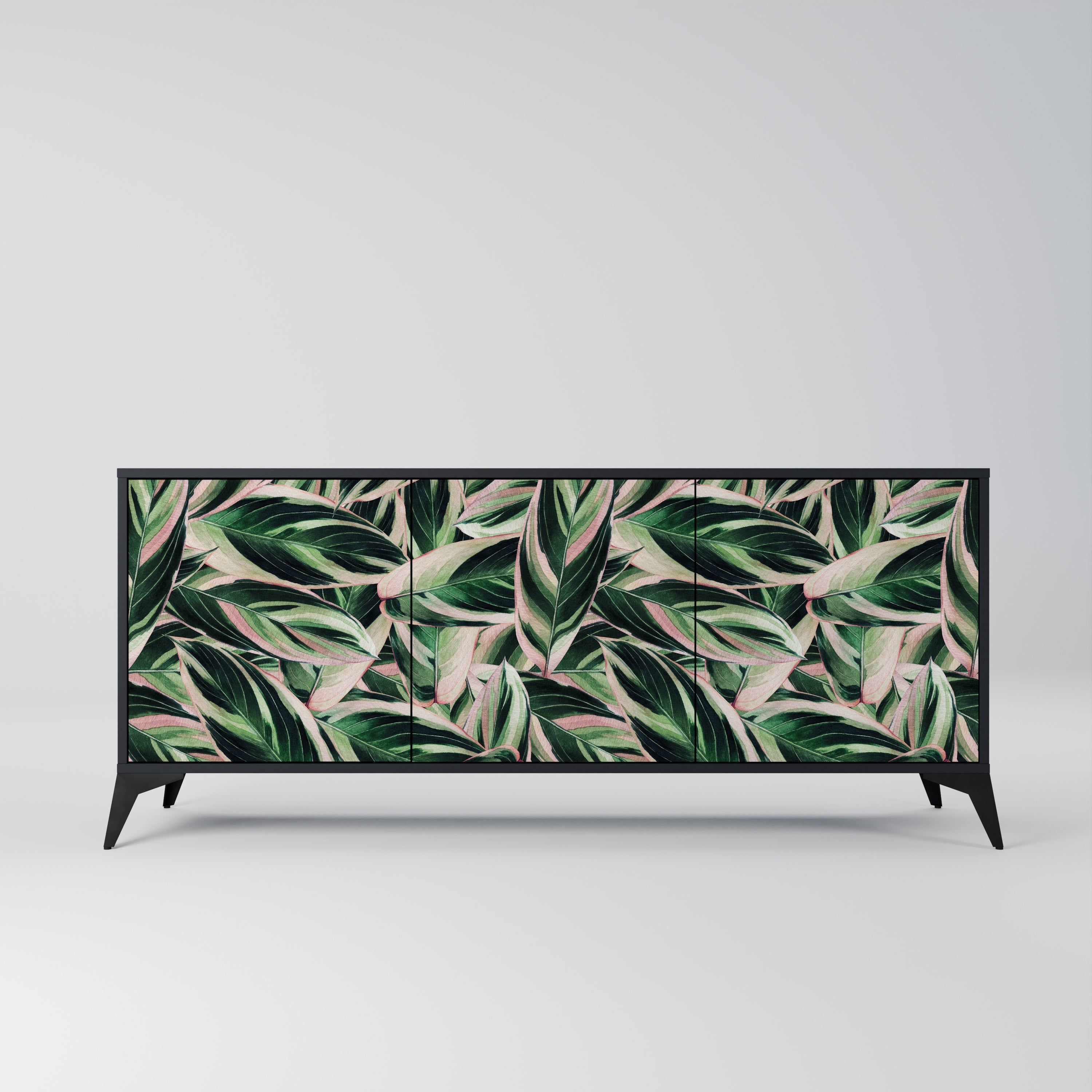 EERIE STROMANTHE Aparador de 3 Portas em Acabamento Preto