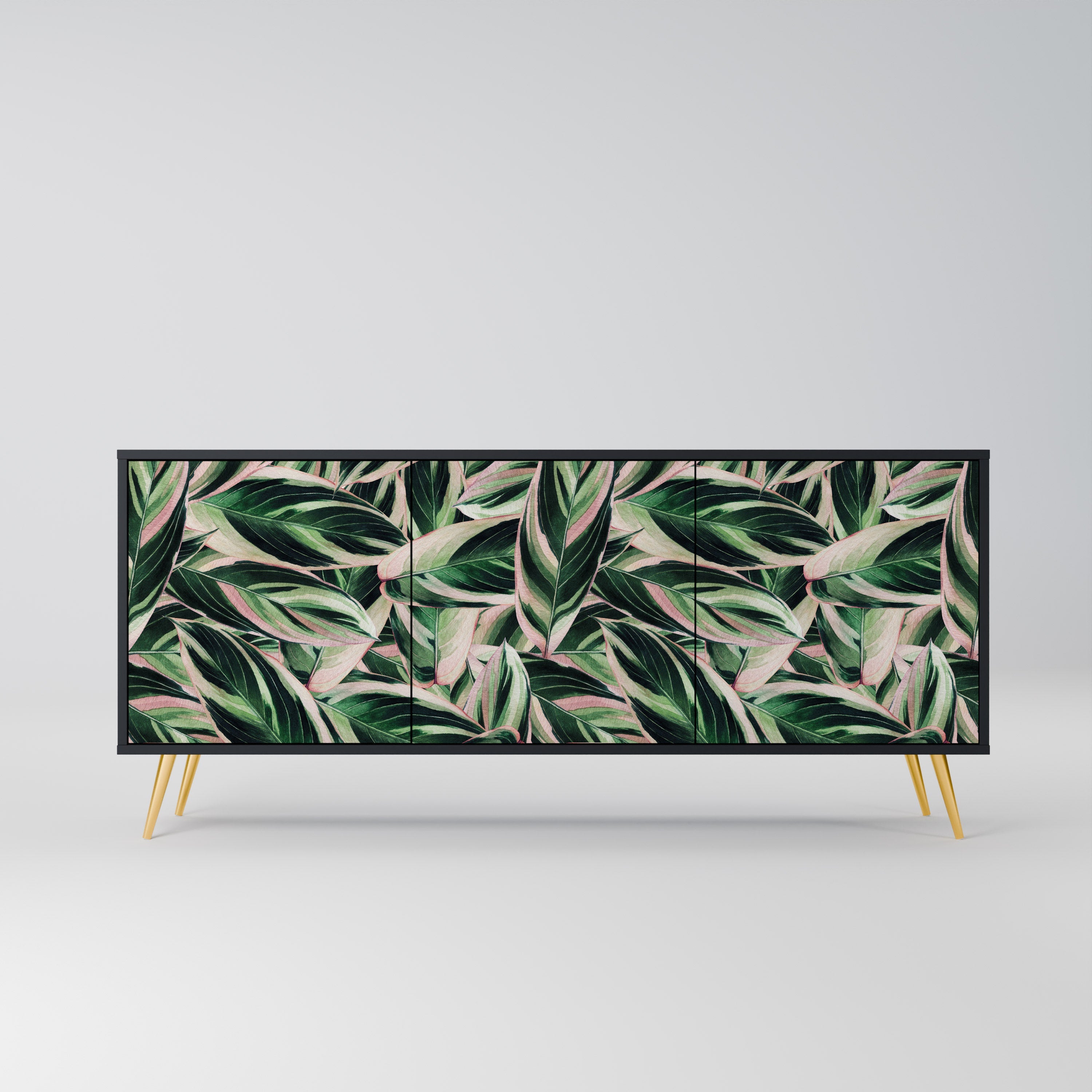 EERIE STROMANTHE Aparador de 3 Portas em Acabamento Preto