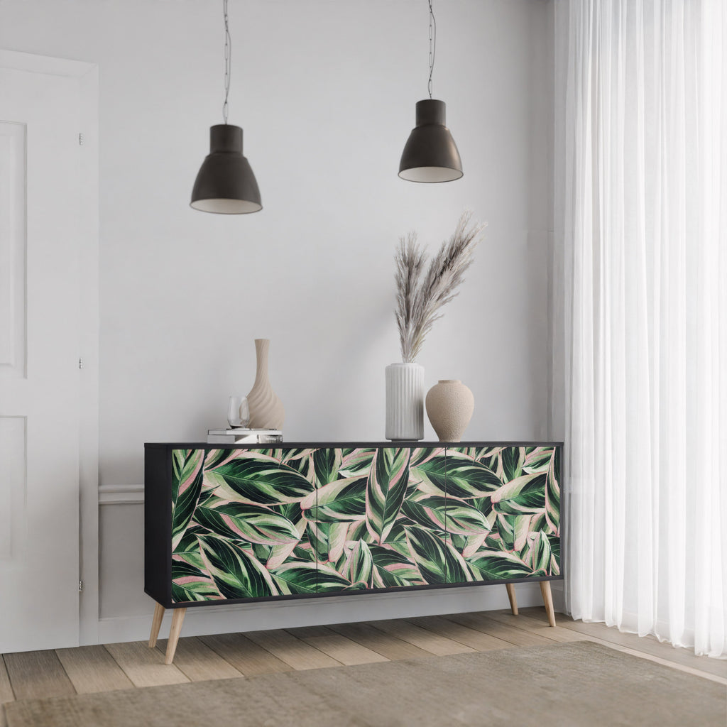 EERIE STROMANTHE Aparador de 3 Portas em Acabamento Preto