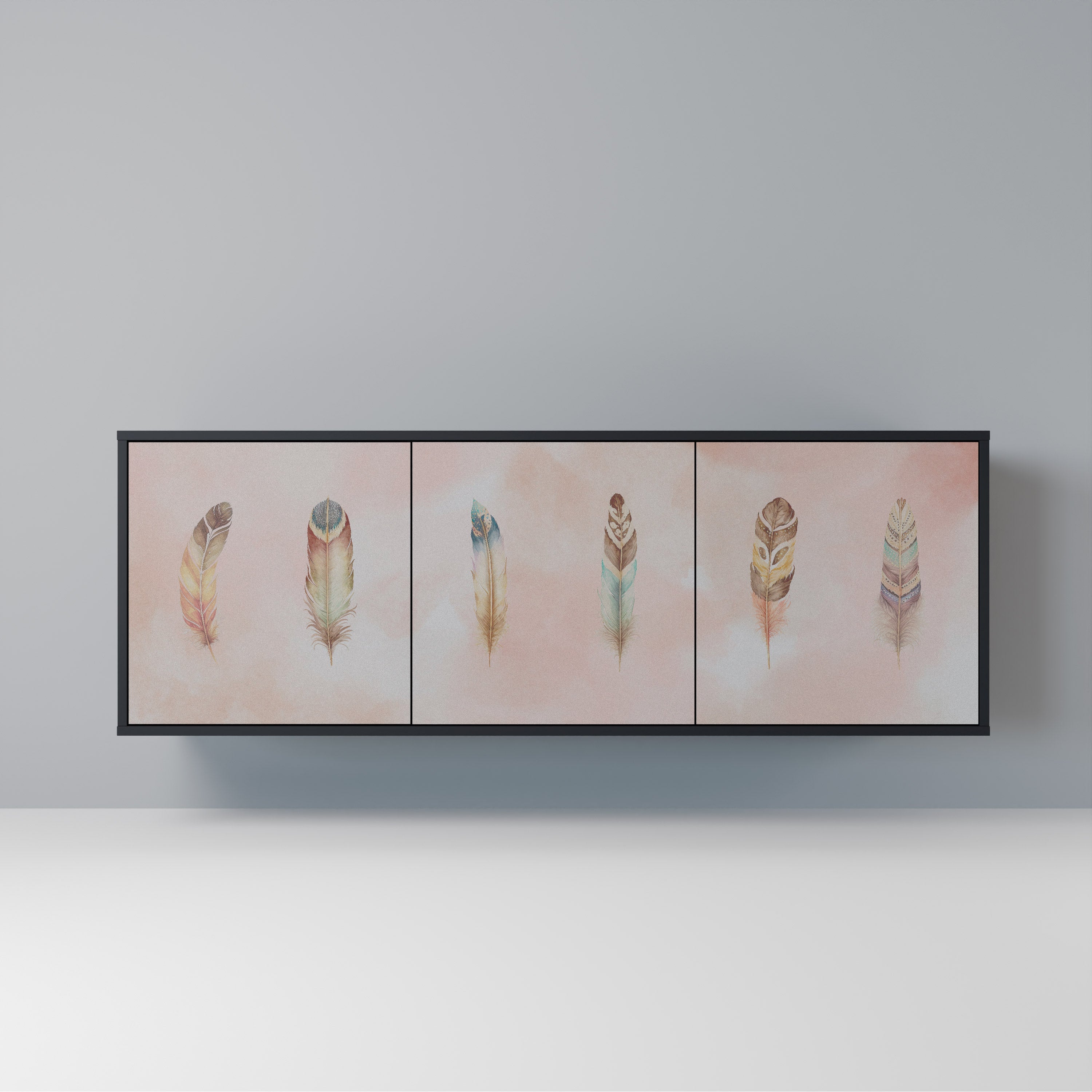 THE DELIQUESCE Aparador de 3 Portas em Acabamento Preto