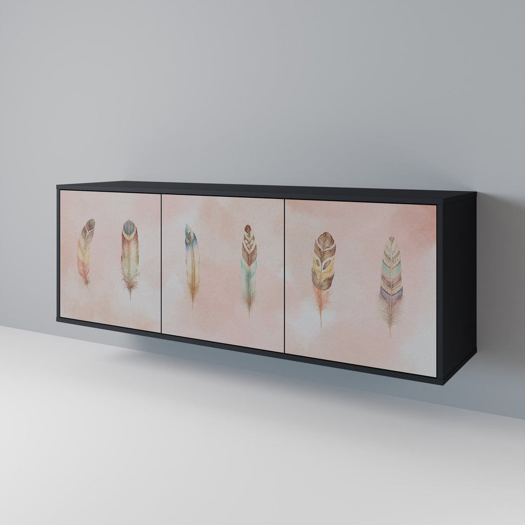 THE DELIQUESCE Aparador de 3 Portas em Acabamento Preto