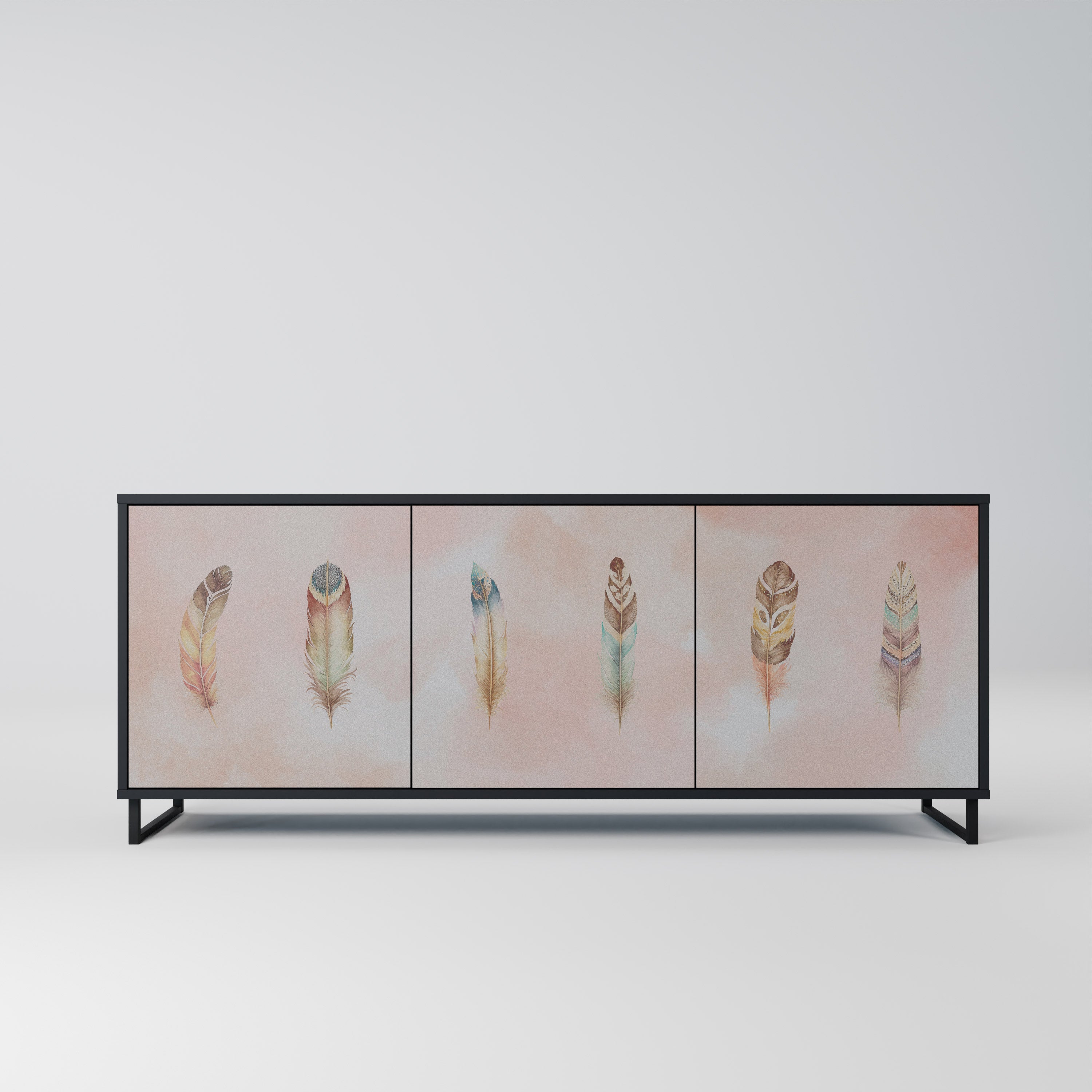 THE DELIQUESCE Aparador de 3 Portas em Acabamento Preto