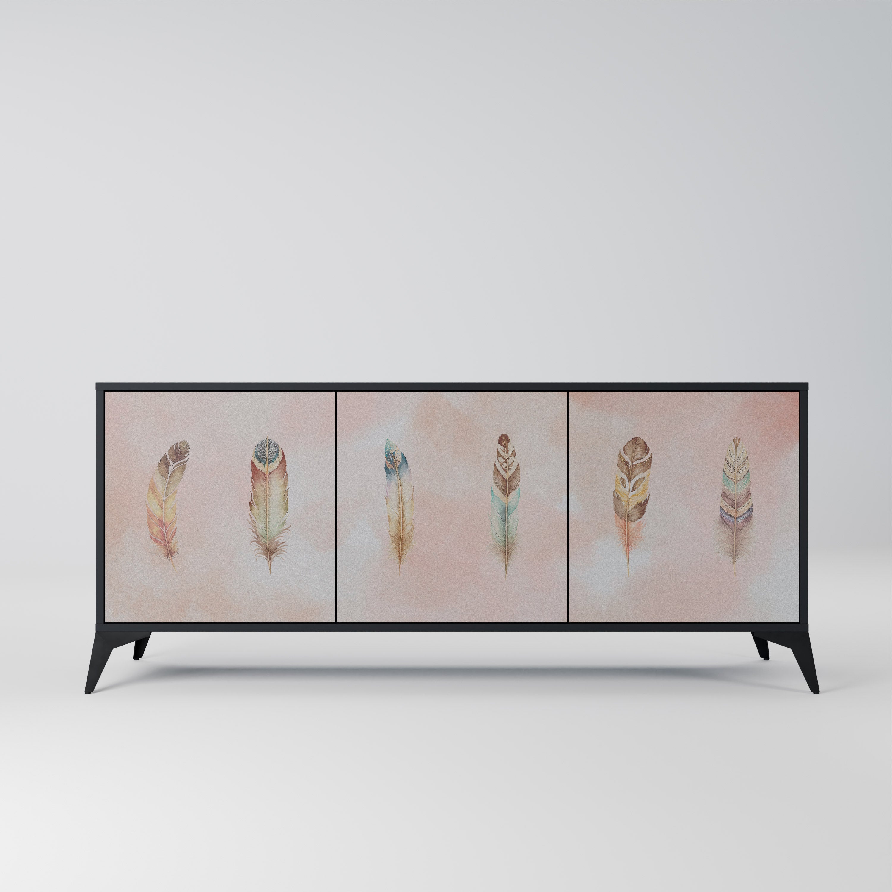 THE DELIQUESCE Aparador de 3 Portas em Acabamento Preto