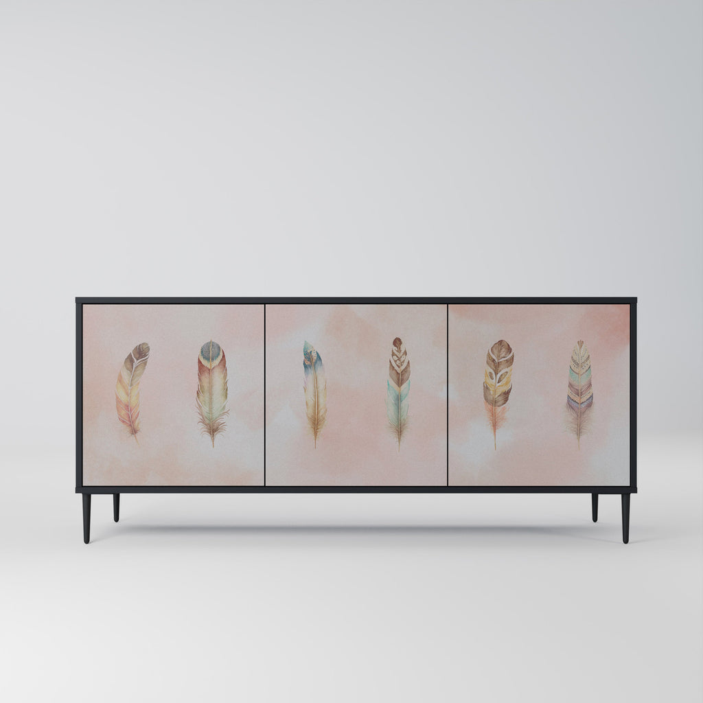 THE DELIQUESCE Aparador de 3 Portas em Acabamento Preto