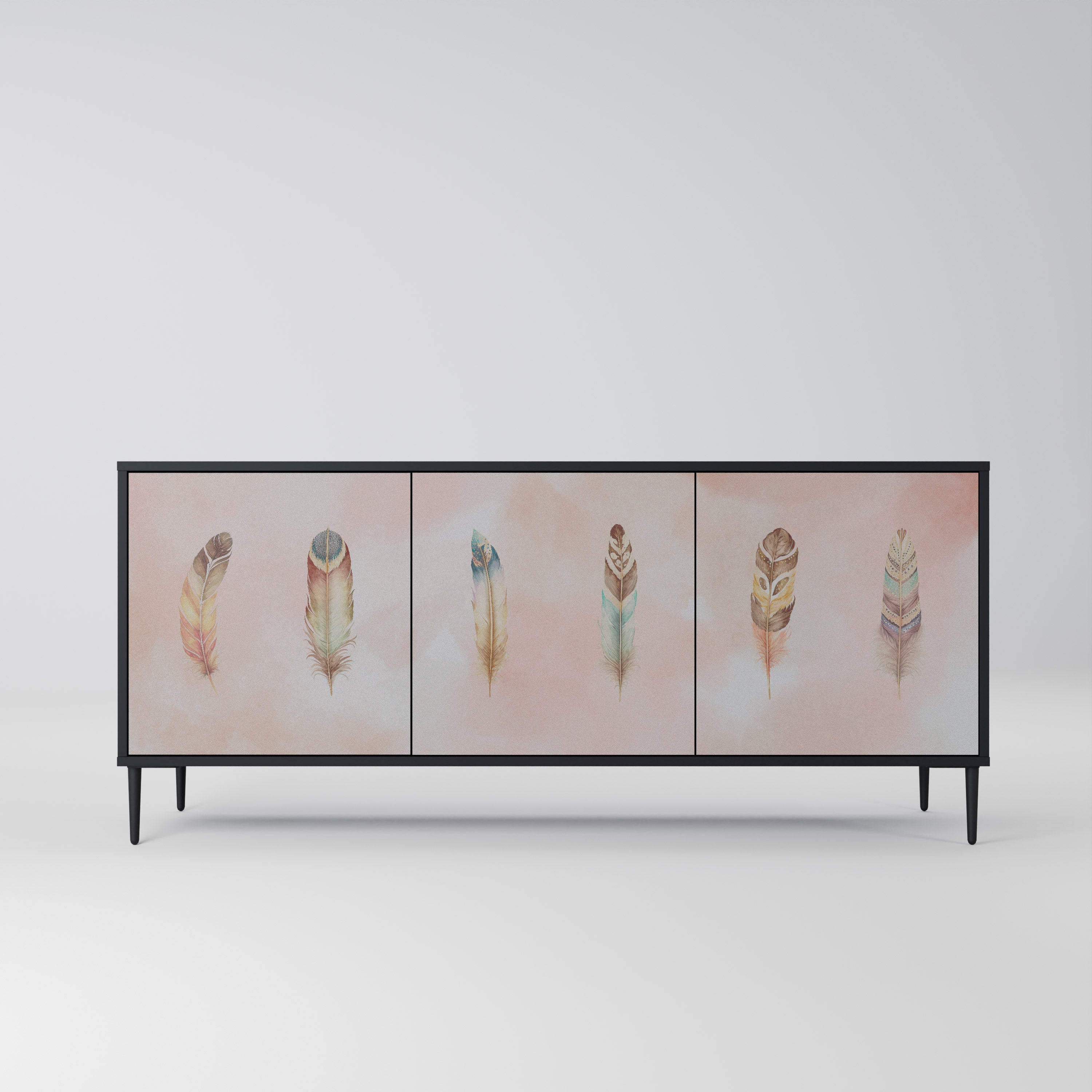 THE DELIQUESCE Aparador de 3 Portas em Acabamento Preto