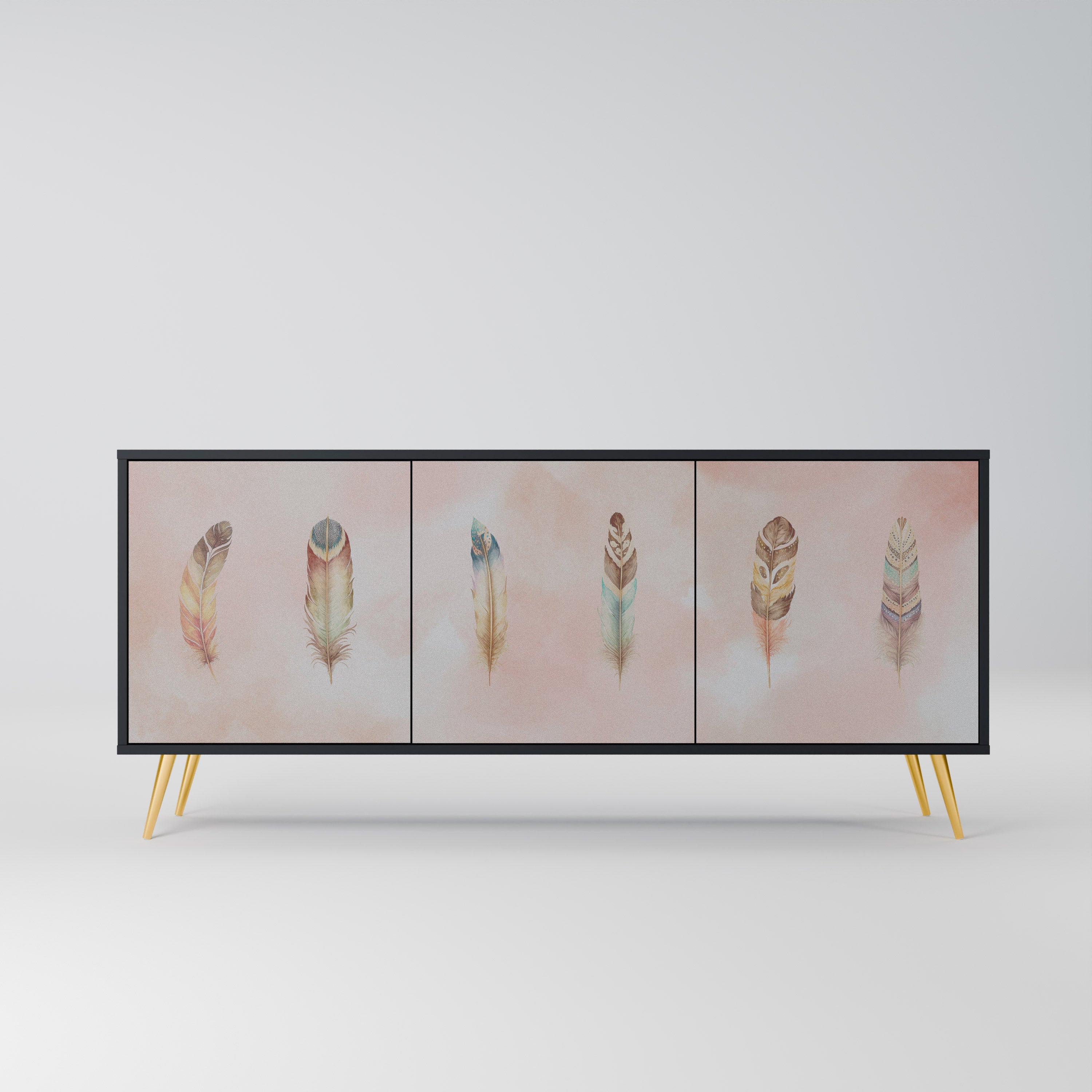 THE DELIQUESCE Aparador de 3 Portas em Acabamento Preto