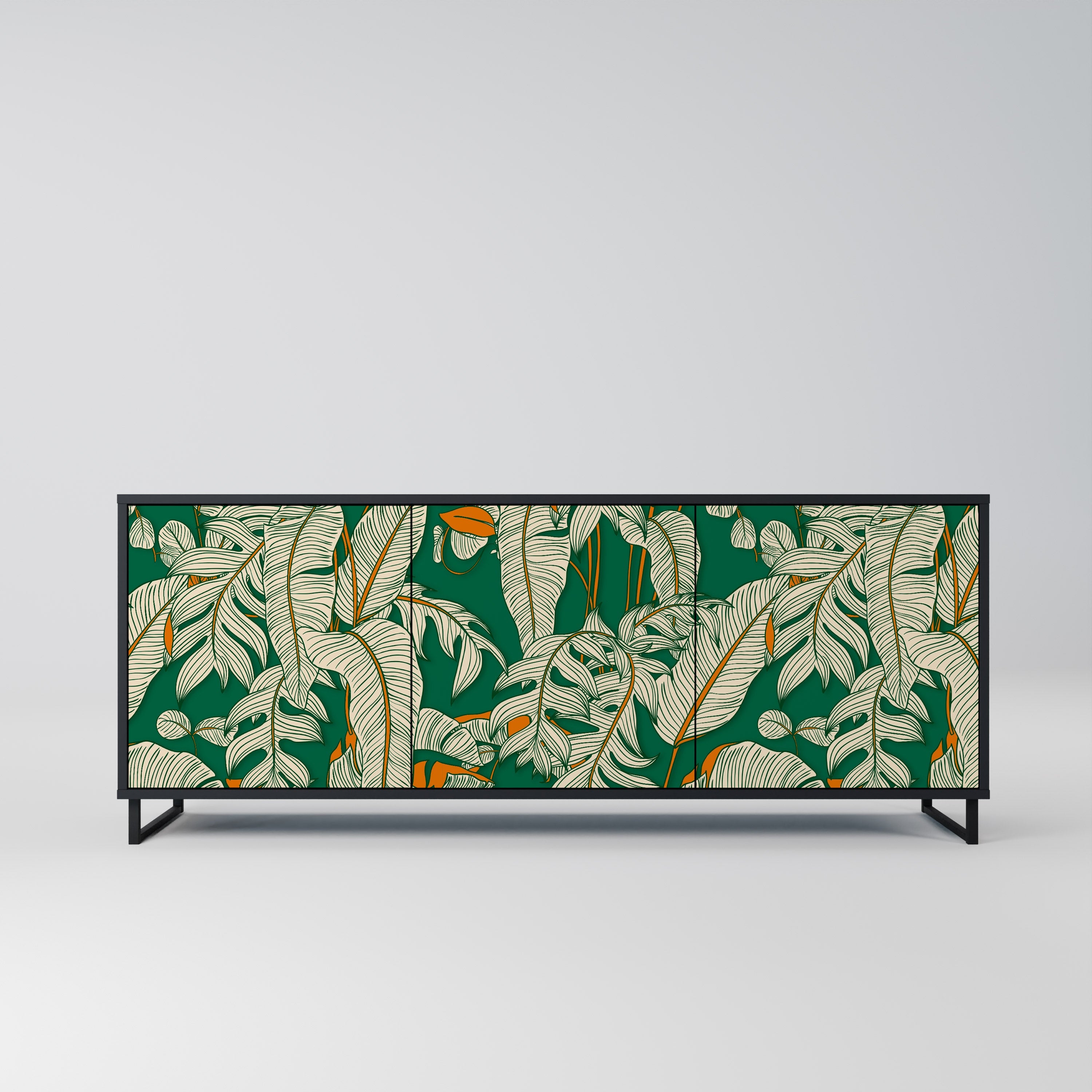 VERDANT PLEASURES Aparador de 3 Portas em Acabamento Preto