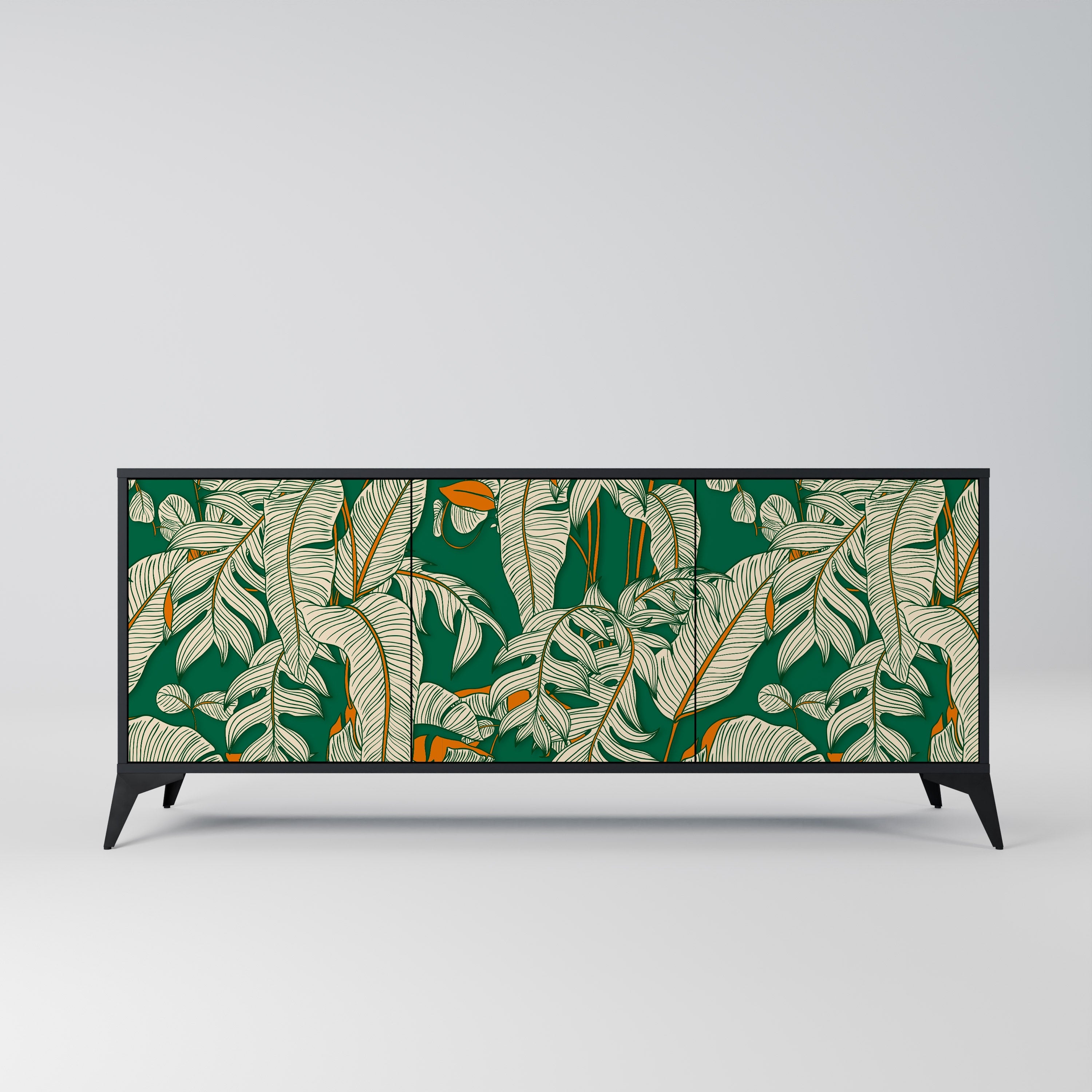 VERDANT PLEASURES Aparador de 3 Portas em Acabamento Preto