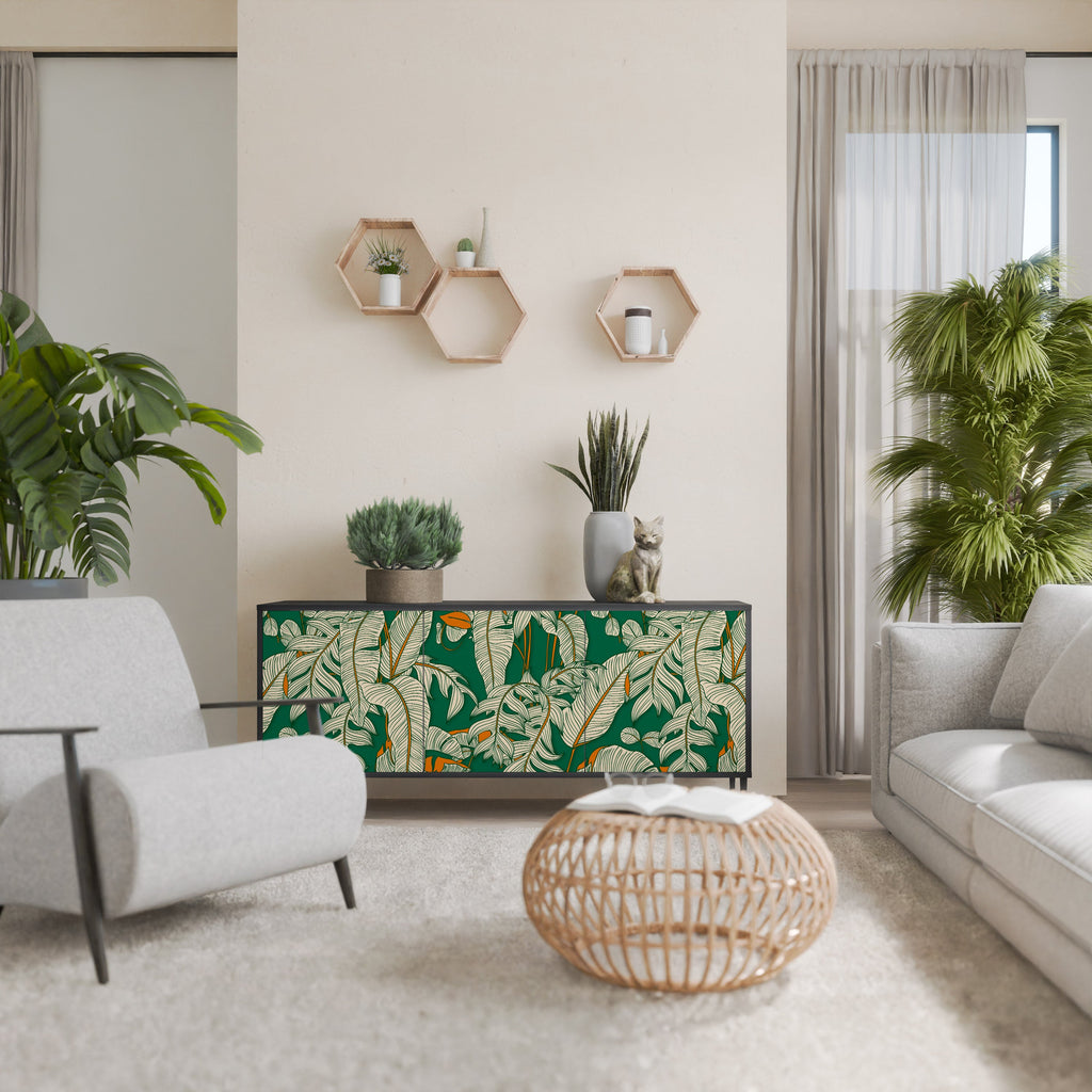 VERDANT PLEASURES Aparador de 3 Portas em Acabamento Preto