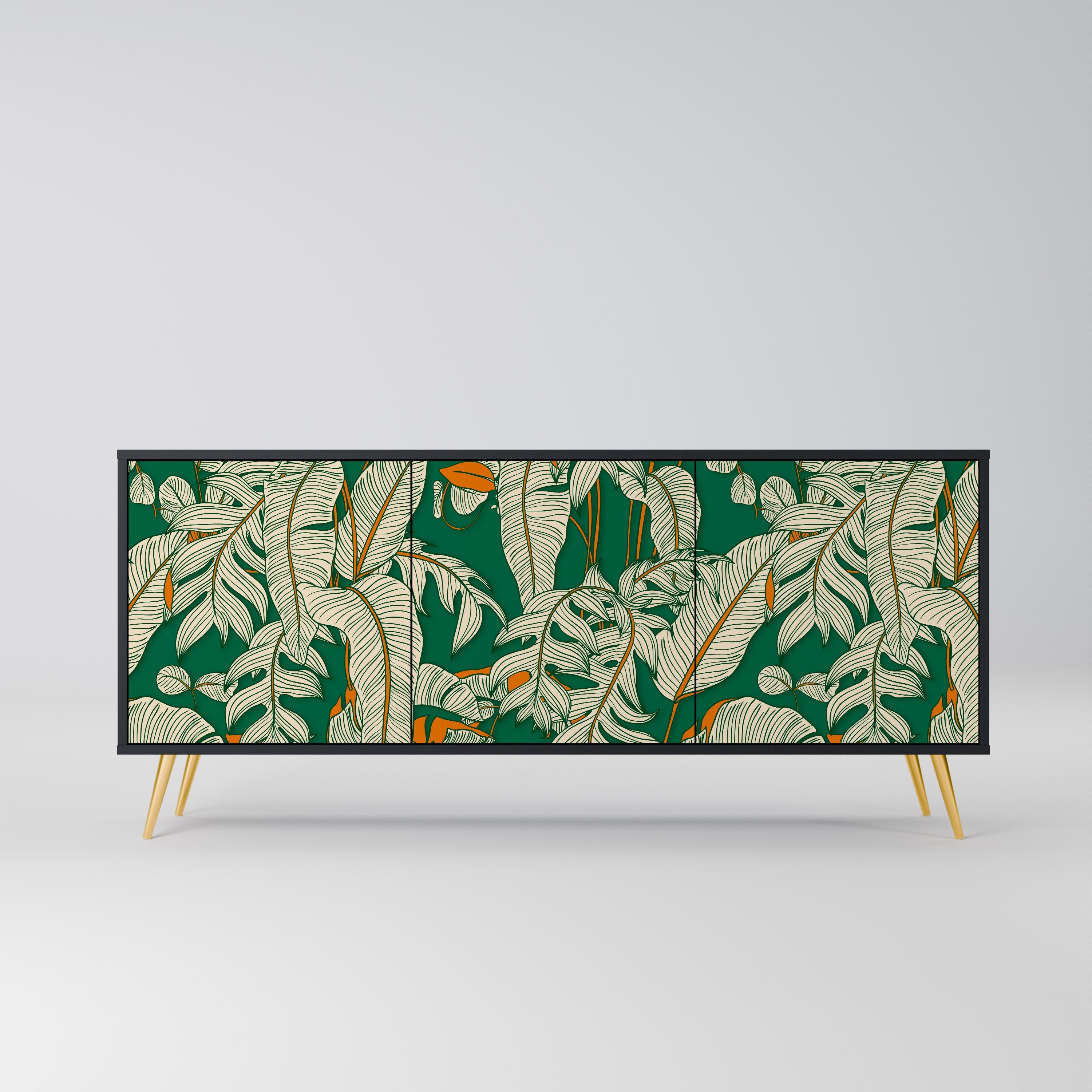 VERDANT PLEASURES Aparador de 3 Portas em Acabamento Preto