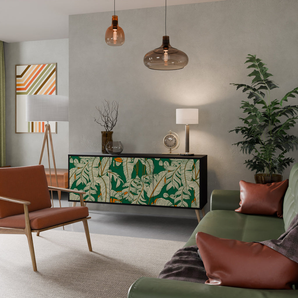 VERDANT PLEASURES Aparador de 3 Portas em Acabamento Preto