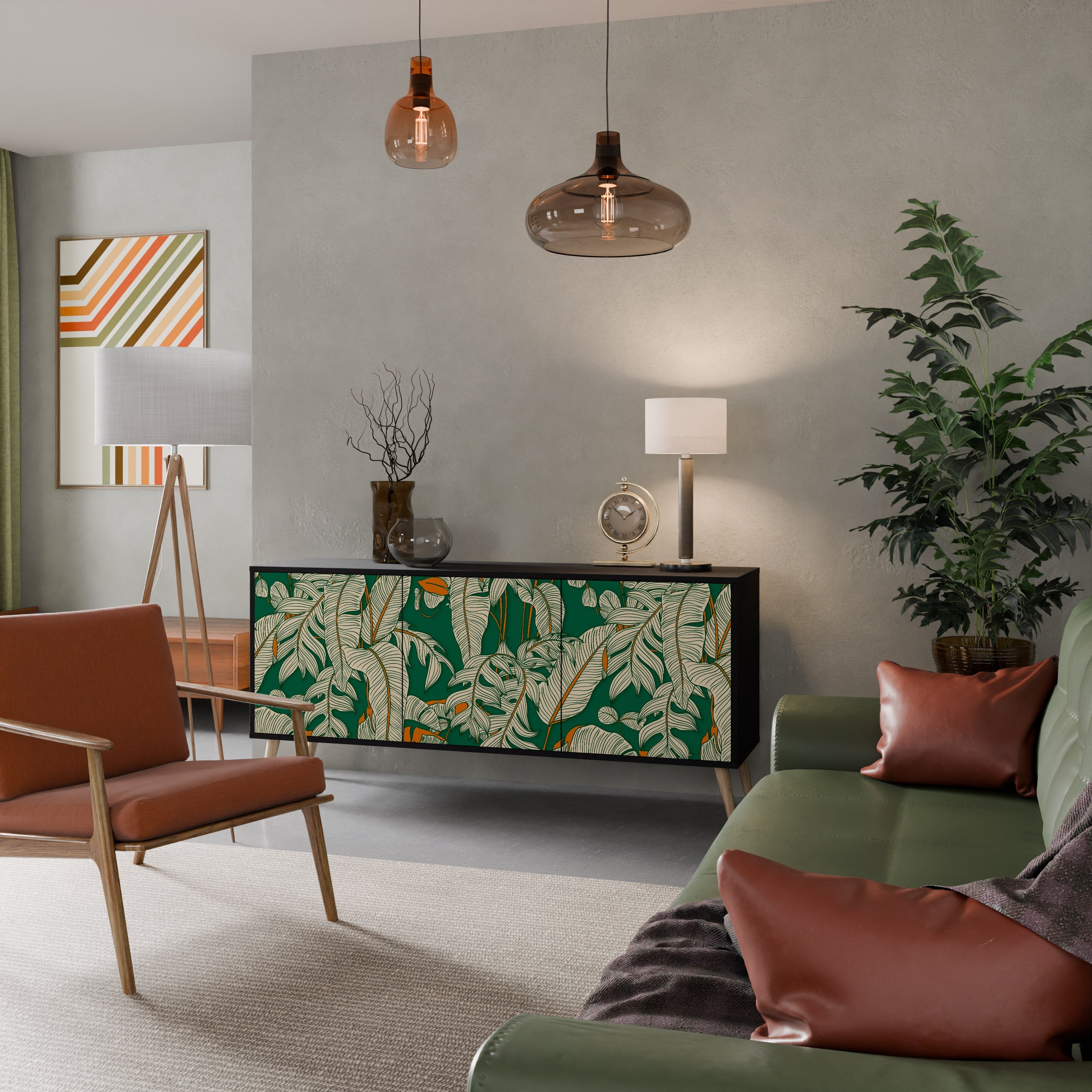 VERDANT PLEASURES Aparador de 3 Portas em Acabamento Preto