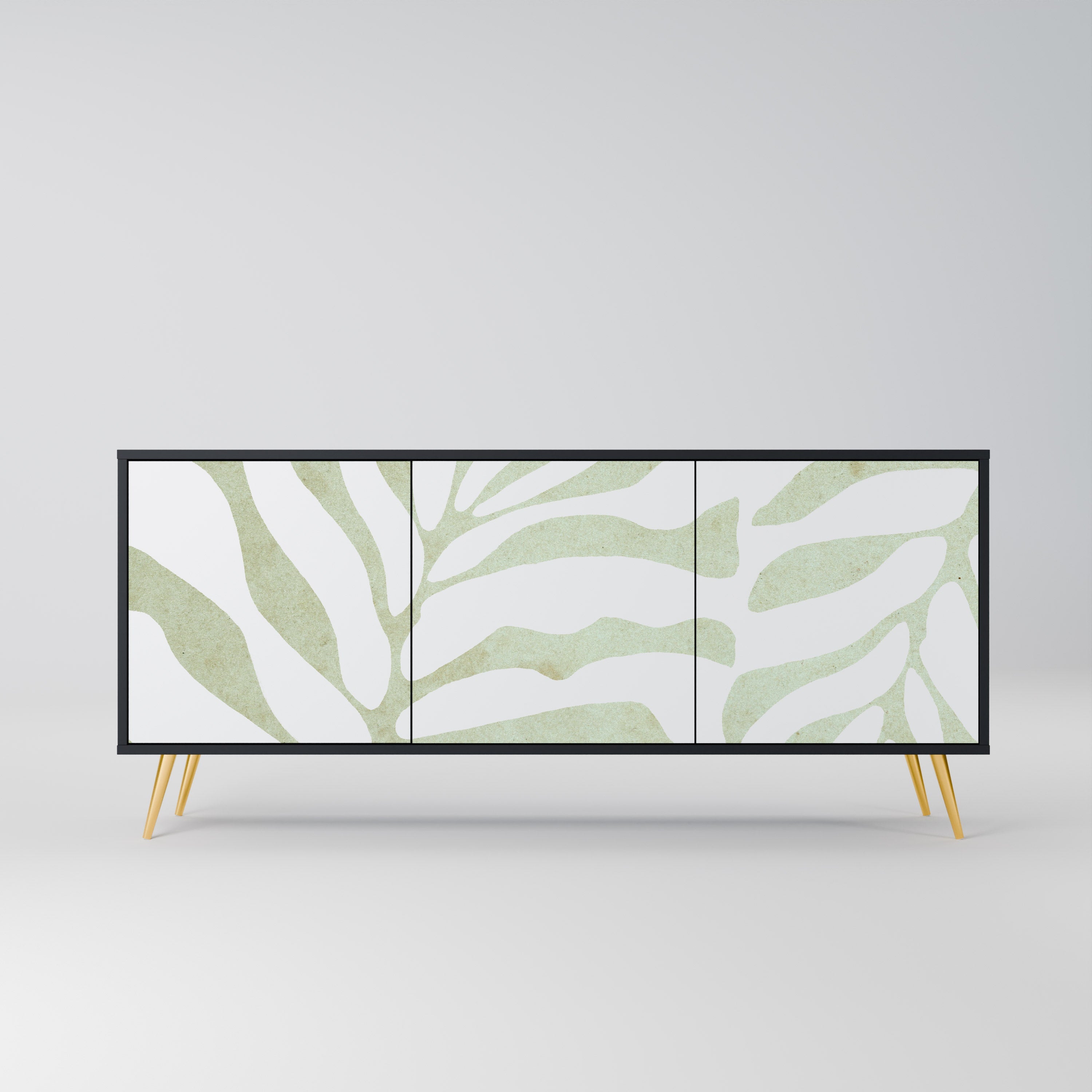 BOTANICAL SPARK Aparador de 3 Portas em Acabamento Preto