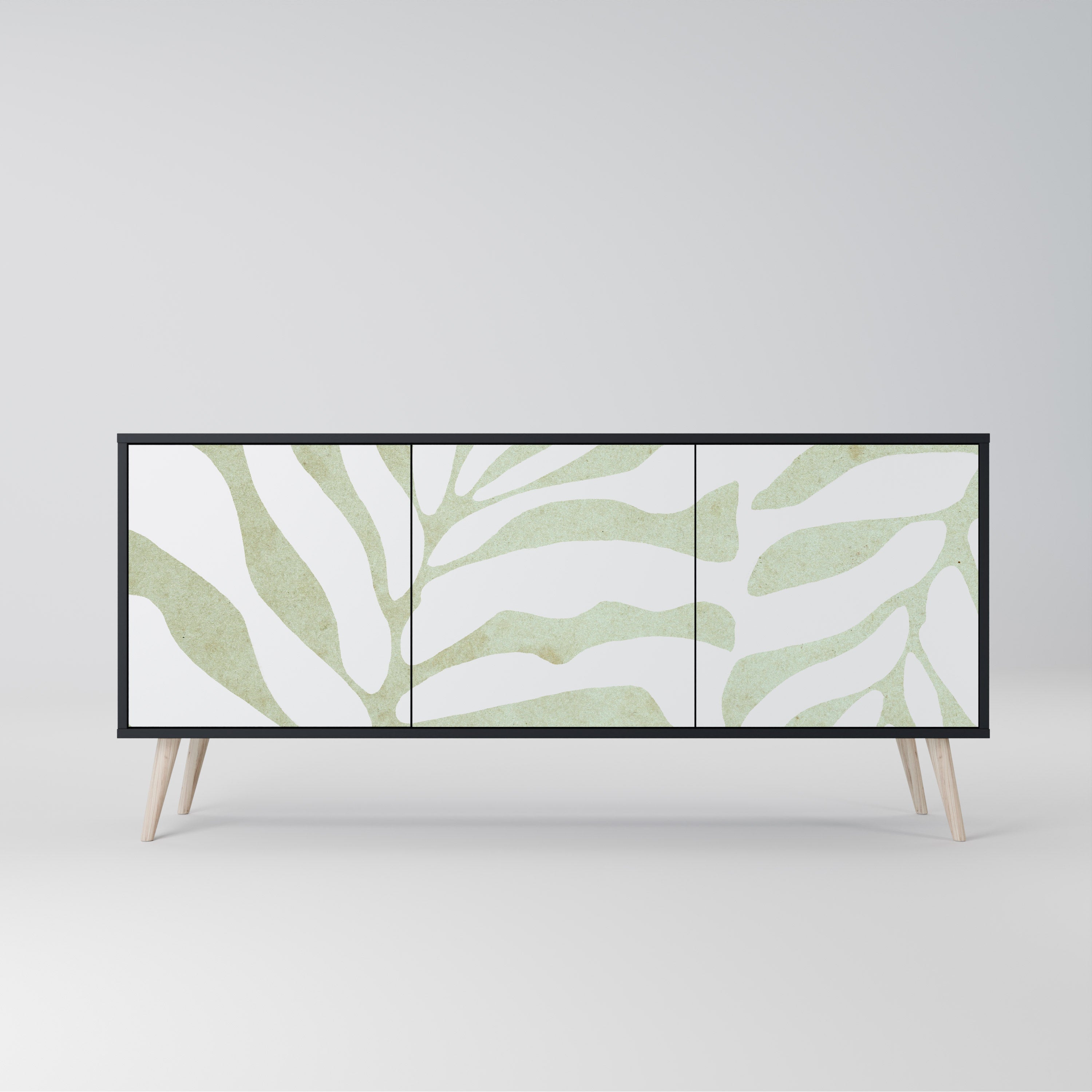 BOTANICAL SPARK Aparador de 3 Portas em Acabamento Preto