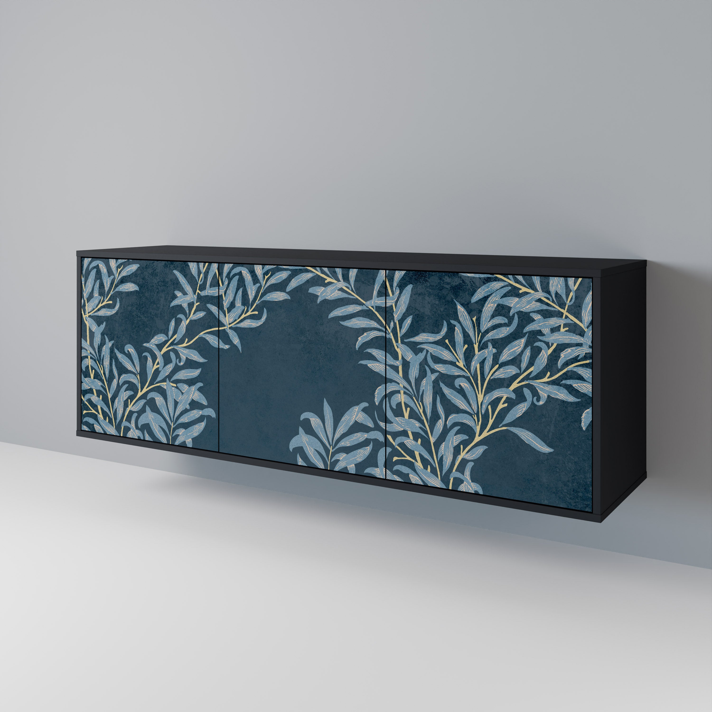 BLUE LEAVES 3-Door Sideboard