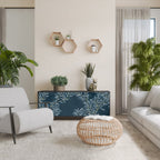 BLUE LEAVES Aparador de 3 Portas em Acabamento Preto