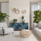 BLUE LEAVES Aparador de 3 Portas em Acabamento Preto