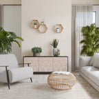 LEAVES ON BEIGE Aparador de 3 Portas em Acabamento Preto