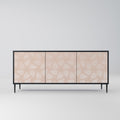 LEAVES ON BEIGE Aparador de 3 Portas em Acabamento Preto