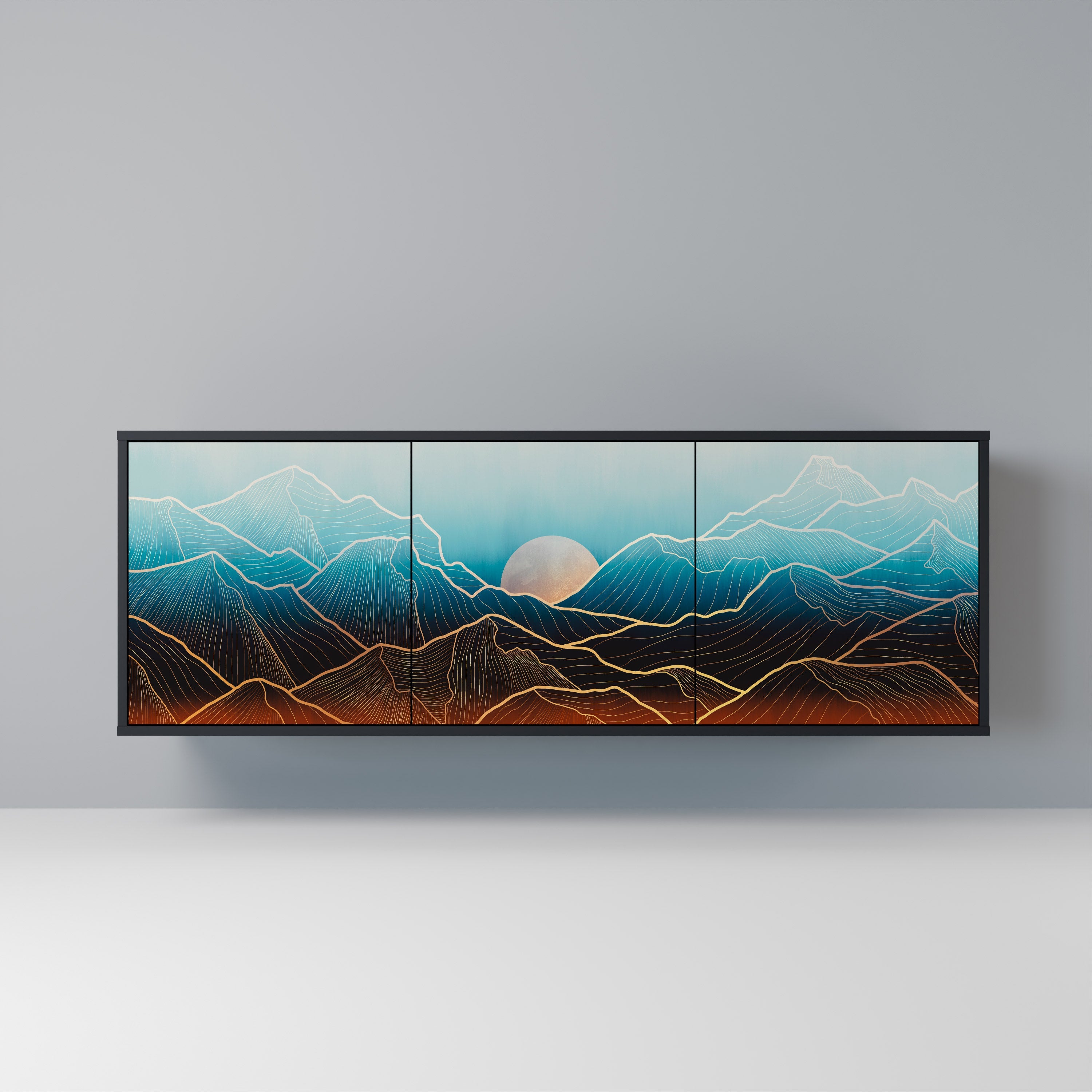 LUNAR SECRETS Aparador de 3 Portas em Acabamento Preto