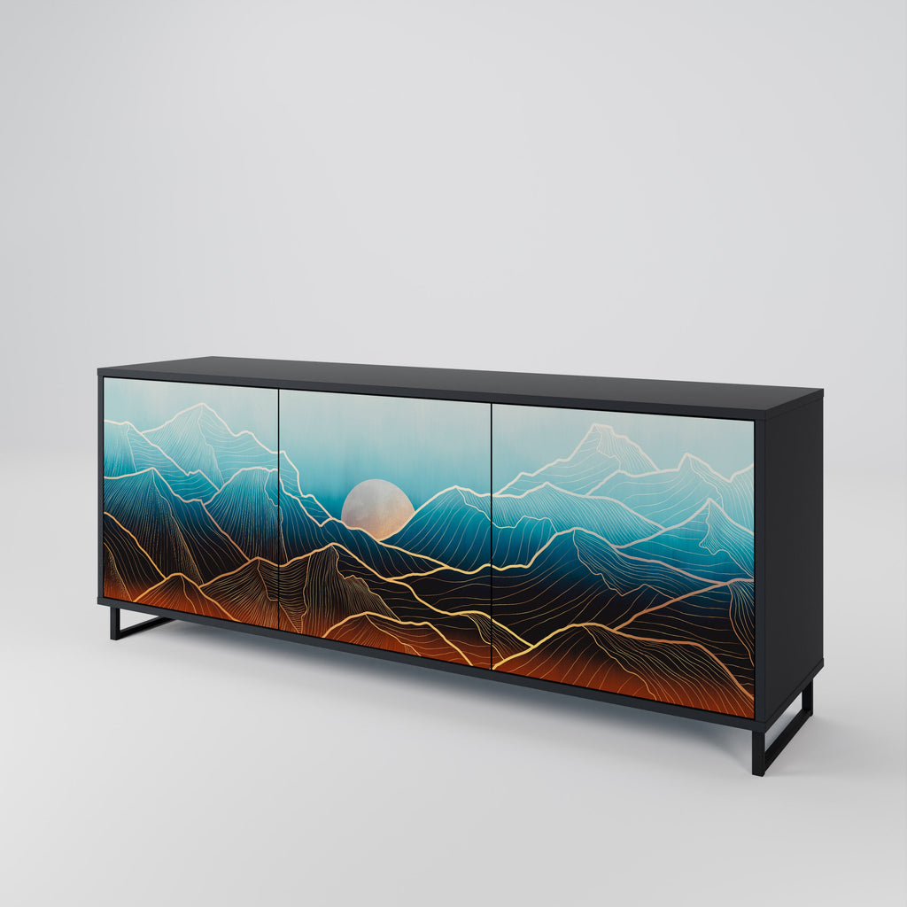 LUNAR SECRETS 3-Door Sideboard in Black Finish