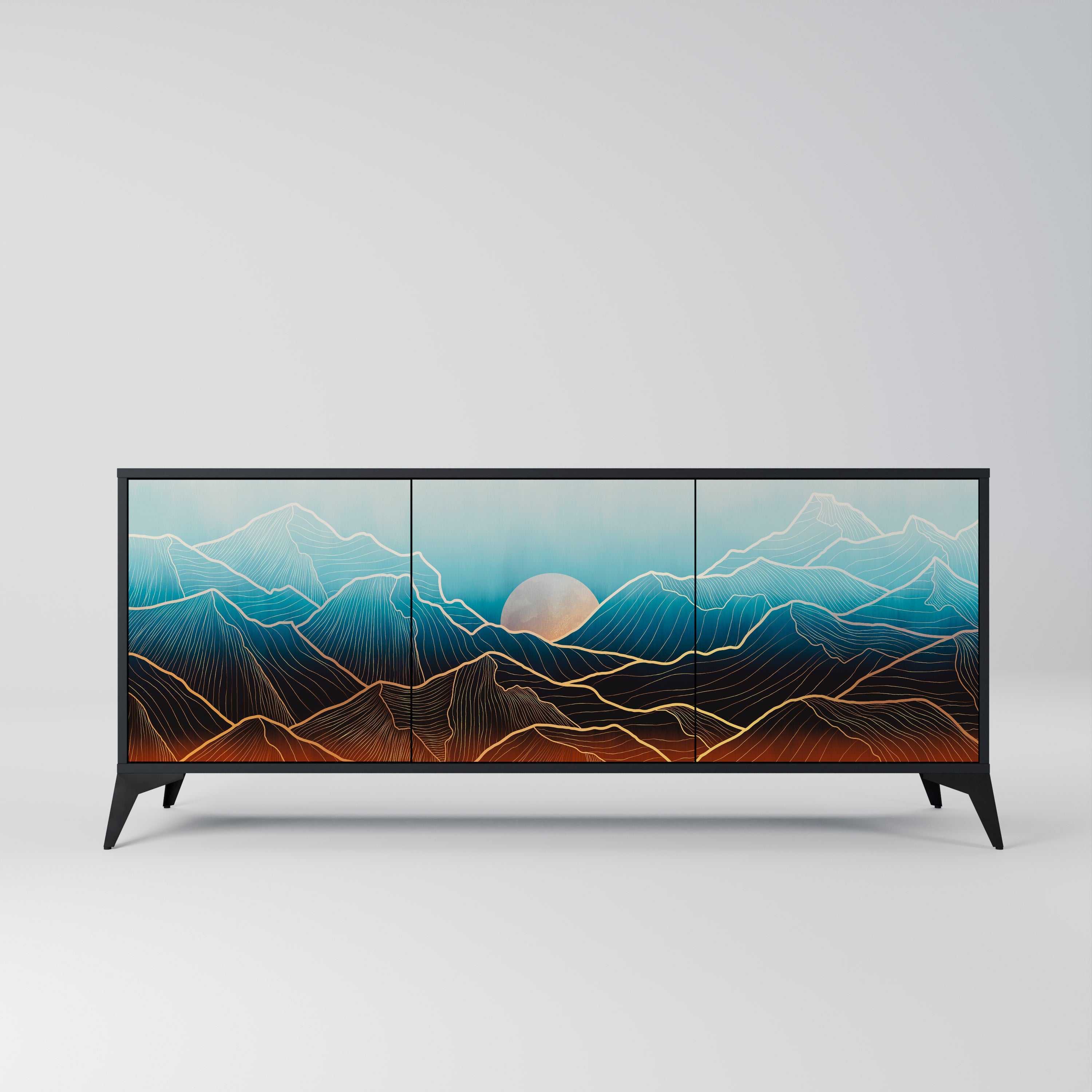 LUNAR SECRETS Aparador de 3 Portas em Acabamento Preto