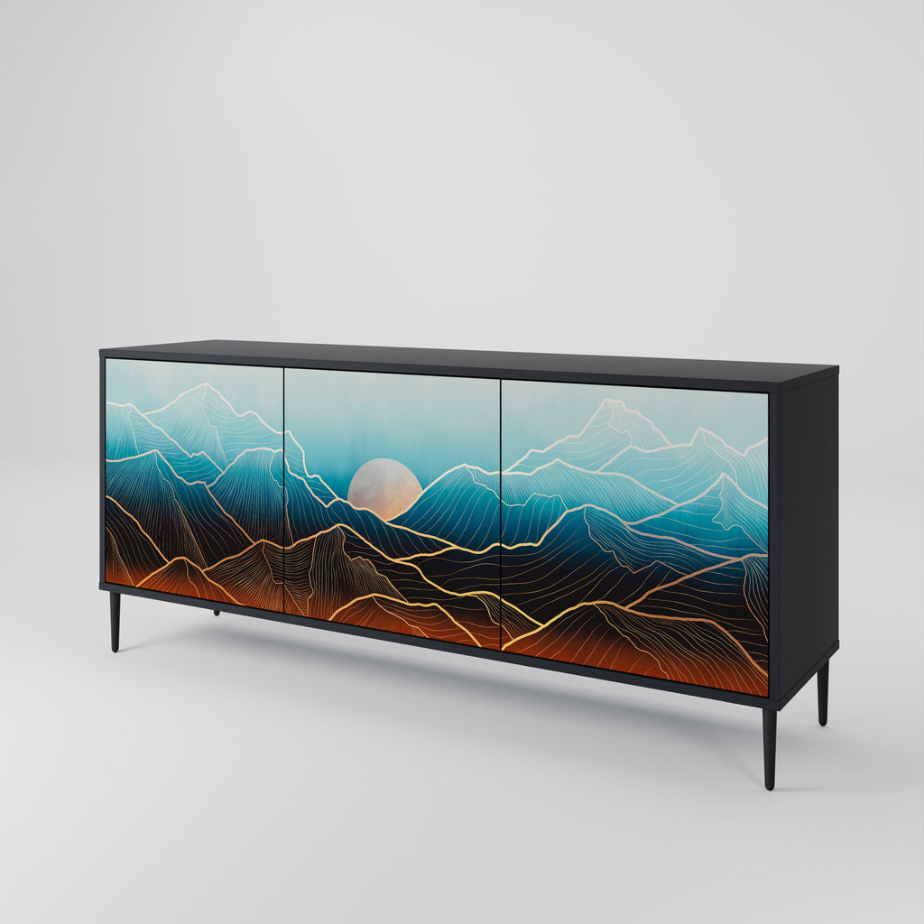 LUNAR SECRETS 3-Door Sideboard in Black Finish