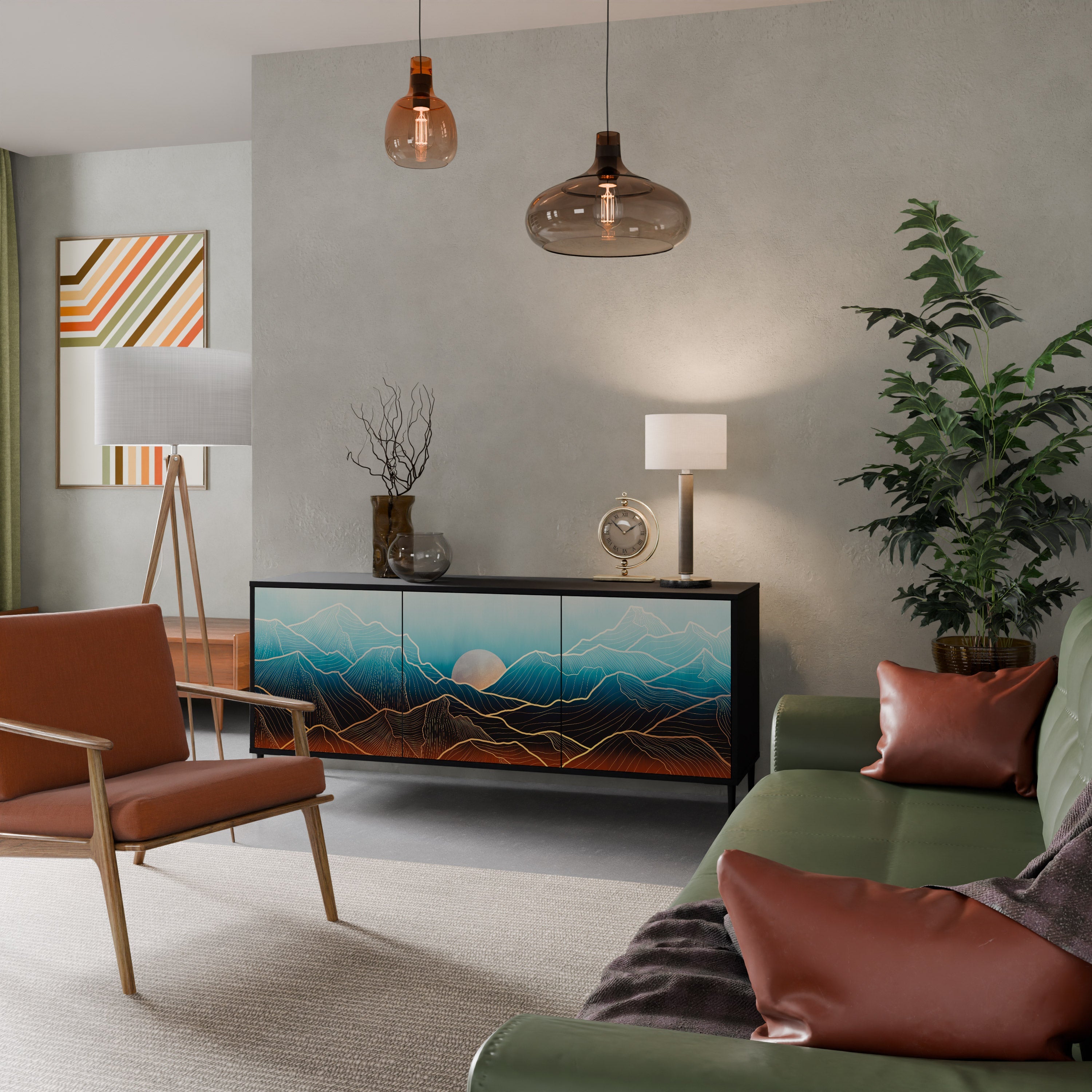 LUNAR SECRETS Aparador de 3 Portas em Acabamento Preto