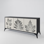 LEAFY STAMPS 3-Door Sideboard in Black Finish