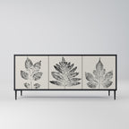 LEAFY STAMPS 3-Door Sideboard in Black Finish