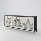 LEAFY STAMPS 3-Door Sideboard in Black Finish