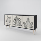 LEAFY STAMPS 3-Door Sideboard in Black Finish