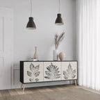 LEAFY STAMPS 3-Door Sideboard in Black Finish