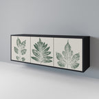GREEN LEAFY STAMPS 3-Door Sideboard in Black Finish