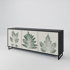 GREEN LEAFY STAMPS 3-Door Sideboard in Black Finish